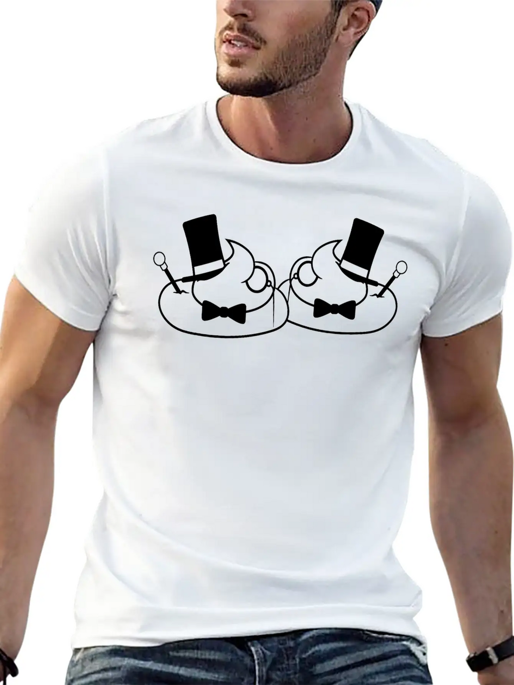 2 Friends Team Sir Mr Gentlemen Cylinder Hat Monoc Unisex Short Sleeve Soft Cotton T-Shirt – Casual Everyday Wear