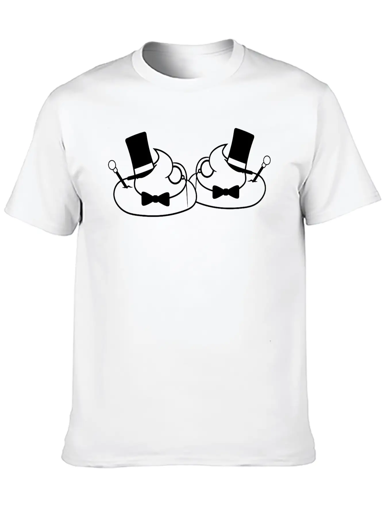 2 Friends Team Sir Mr Gentlemen Cylinder Hat Monoc Unisex Short Sleeve Soft Cotton T-Shirt – Casual Everyday Wear
