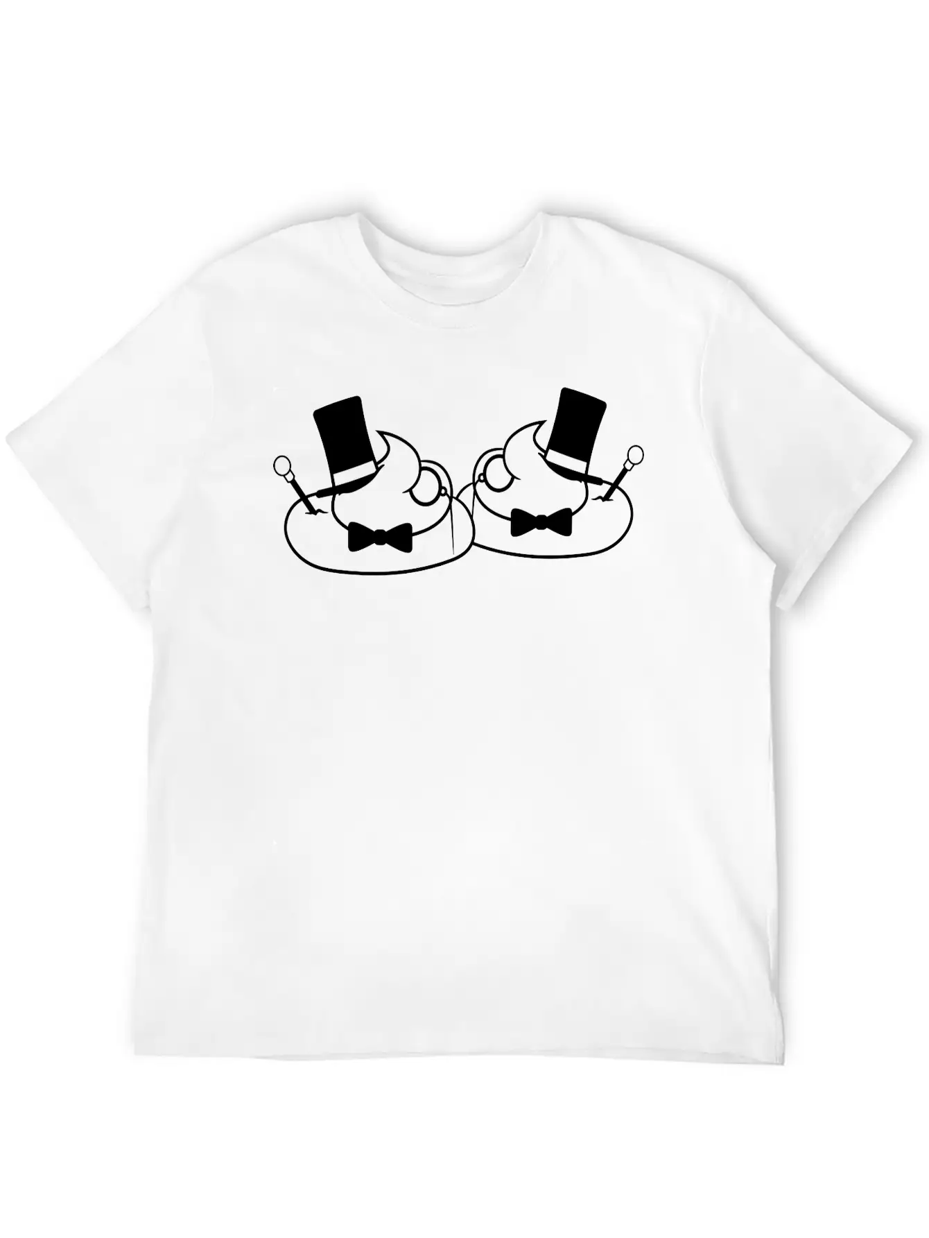 2 Friends Team Sir Mr Gentlemen Cylinder Hat Monoc Unisex Short Sleeve Soft Cotton T-Shirt – Casual Everyday Wear