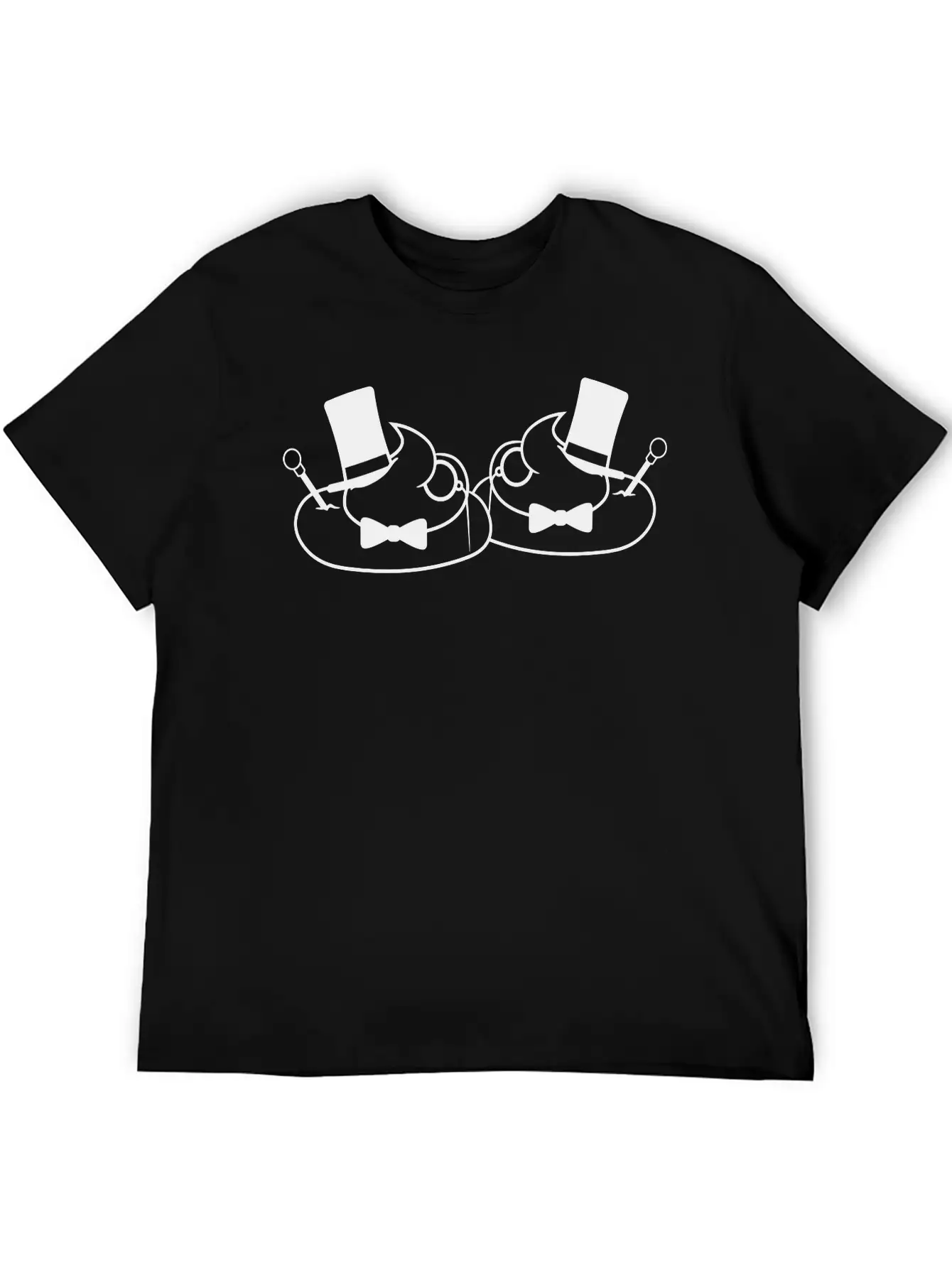 2 Friends Team Sir Mr Gentlemen Cylinder Hat Monoc Unisex Short Sleeve Soft Cotton T-Shirt – Casual Everyday Wear