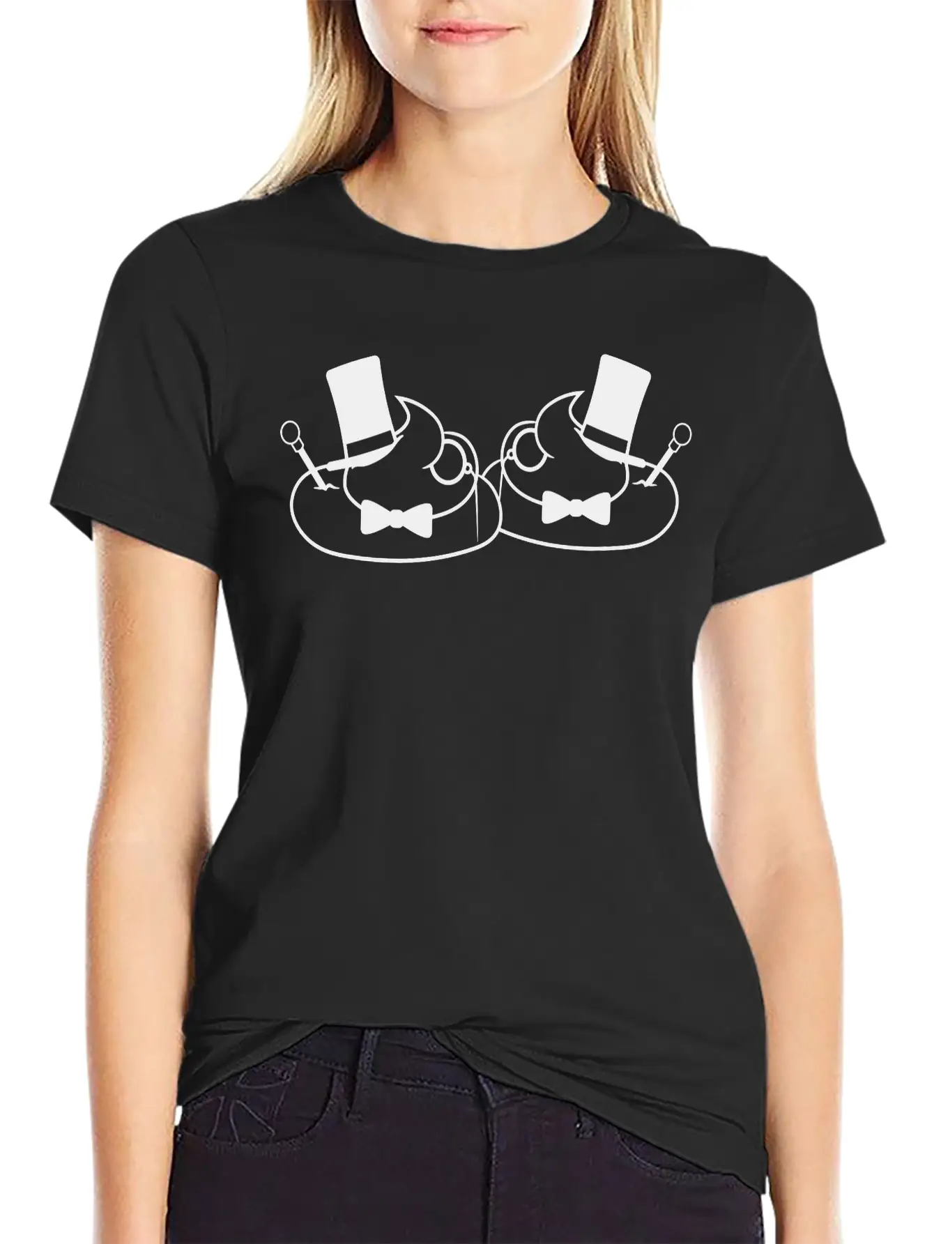 2 Friends Team Sir Mr Gentlemen Cylinder Hat Monoc Unisex Short Sleeve Soft Cotton T-Shirt – Casual Everyday Wear