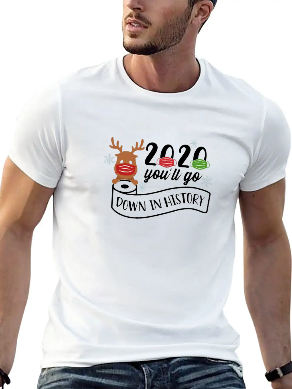 2020 Toilet Paper Mask Reindeer Unisex Cotton Tee – Relaxed Fit For Any Occasion