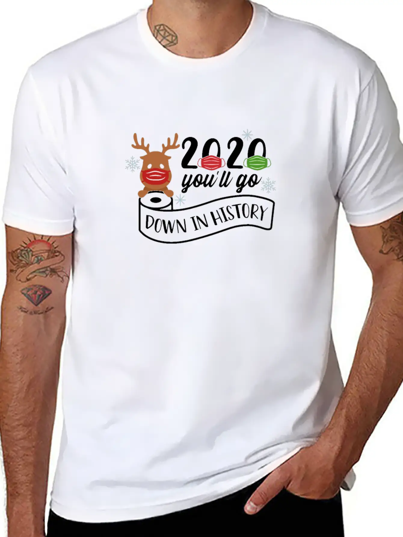 2020 Toilet Paper Mask Reindeer Unisex Cotton Tee – Relaxed Fit For Any Occasion
