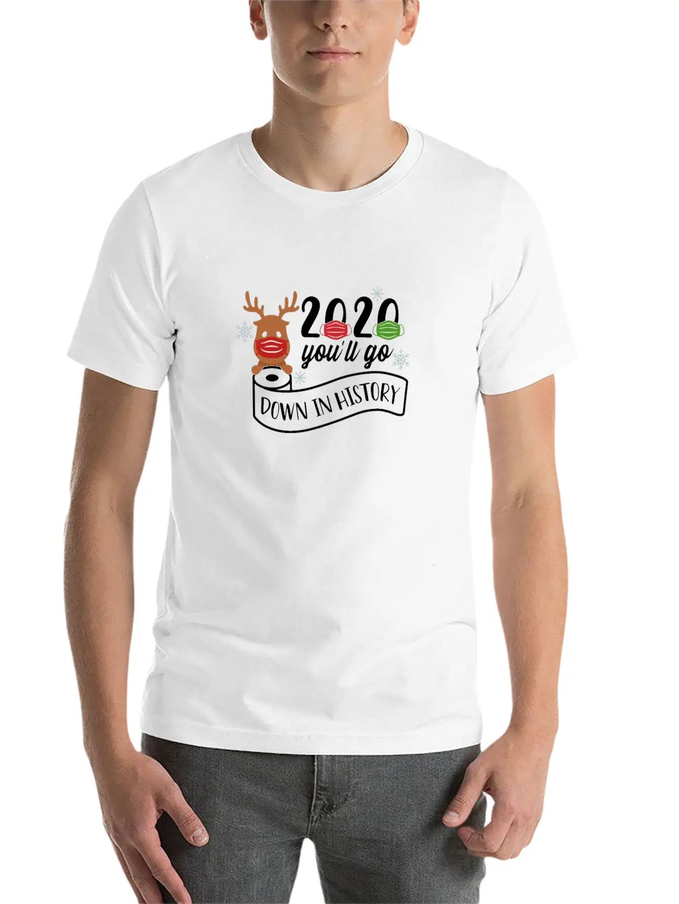 2020 Toilet Paper Mask Reindeer Unisex Cotton Tee – Relaxed Fit For Any Occasion