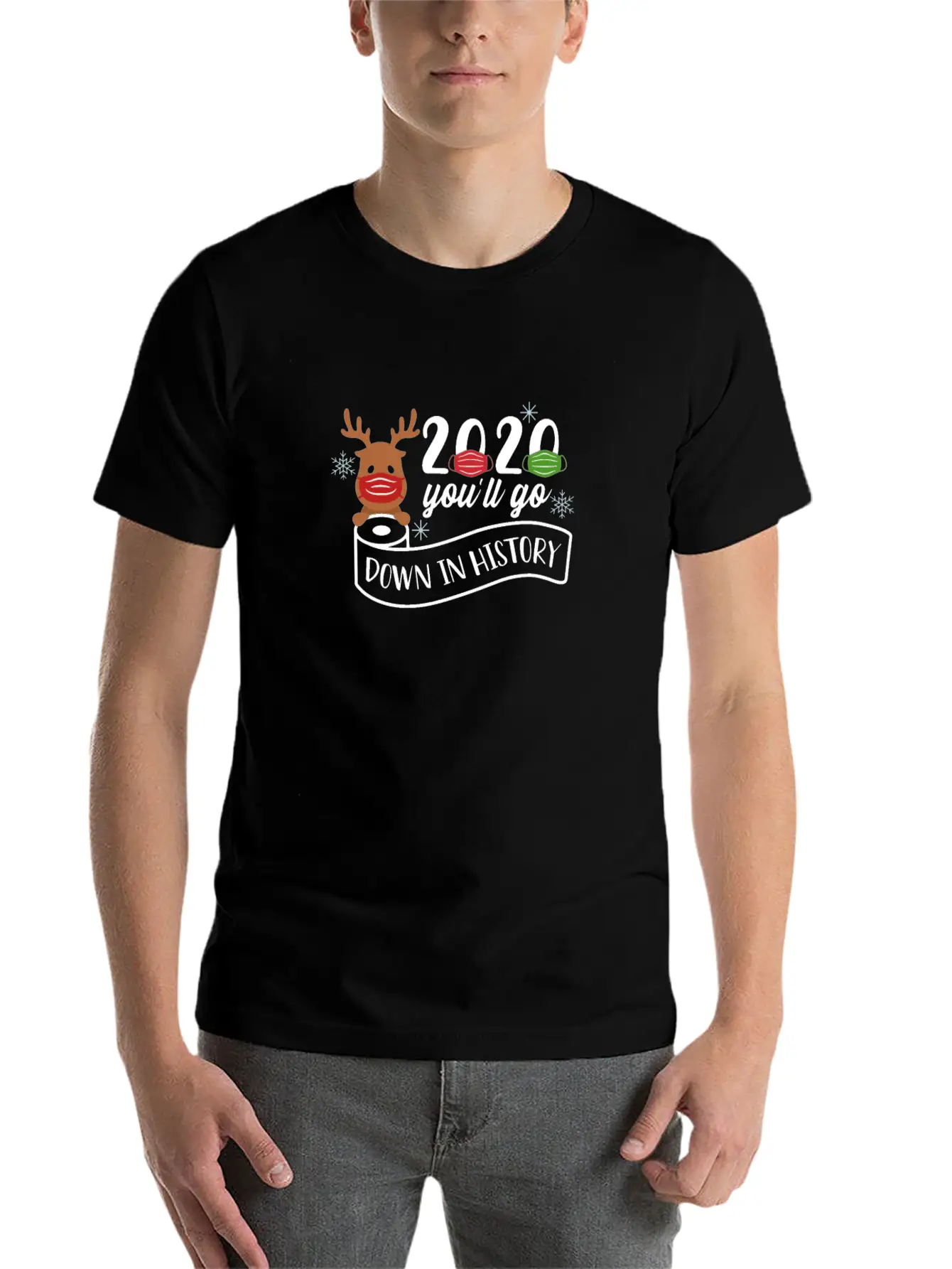 2020 Toilet Paper Mask Reindeer Unisex Cotton Tee – Relaxed Fit For Any Occasion