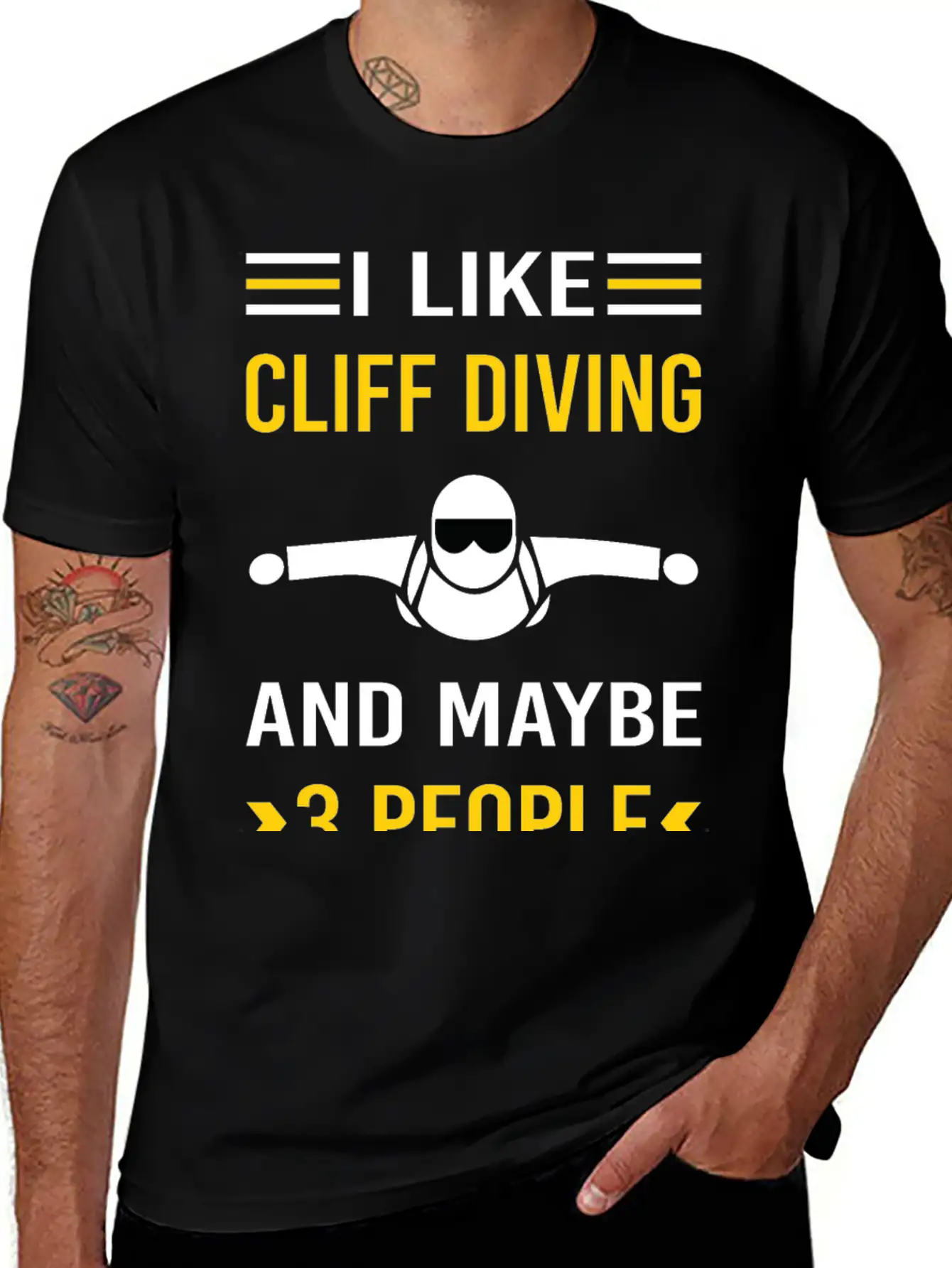 3 People Cliff Diving Unisex Short Sleeve Soft Cotton T-Shirt – Casual Everyday Wear