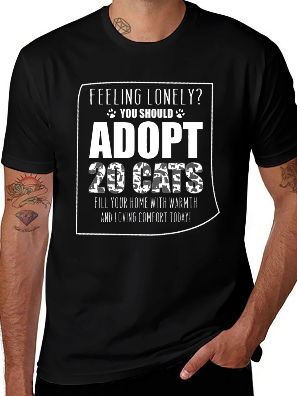 Adopt 19 Cats Funny Graphic Tee