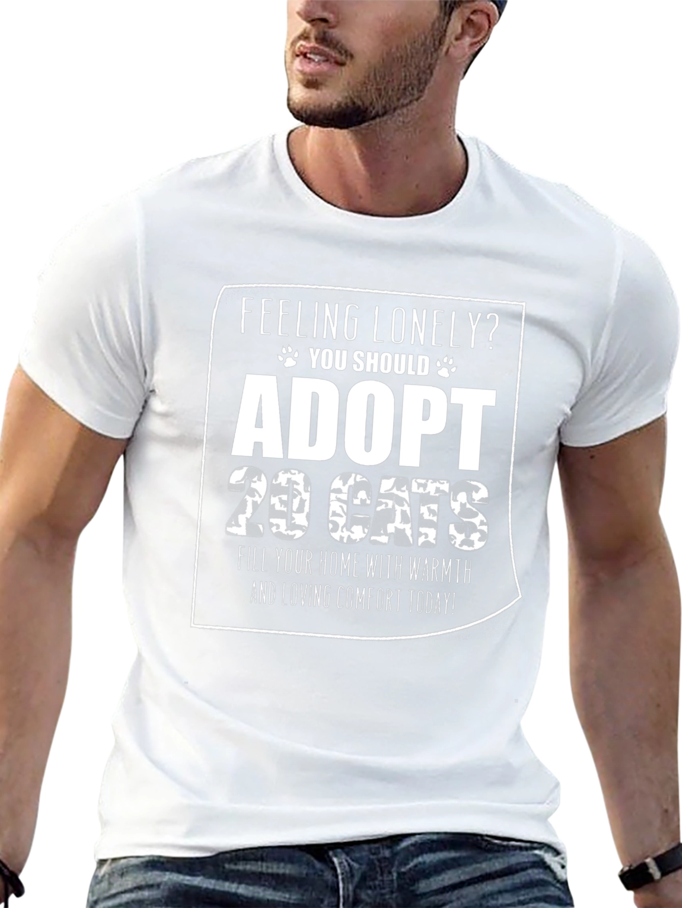 Adopt 19 Cats Funny Graphic Tee