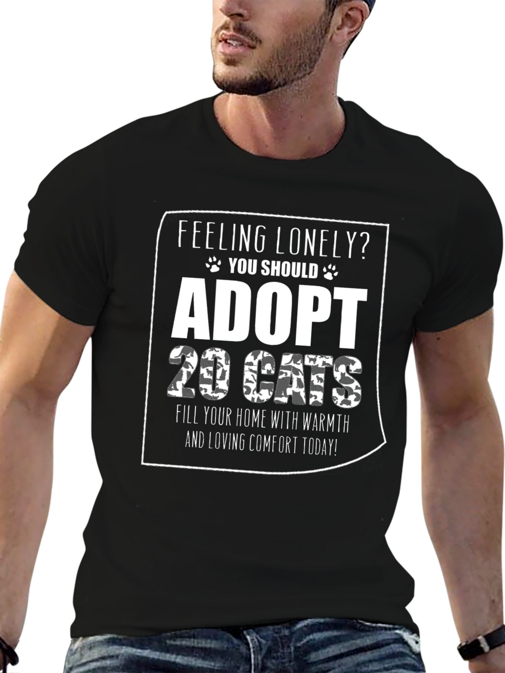 Adopt 19 Cats Funny Graphic Tee