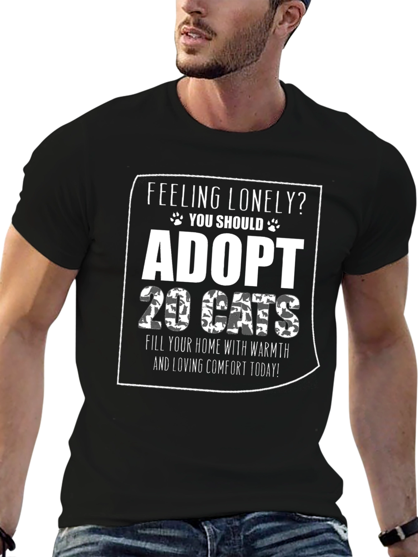 Adopt 19 Cats Funny Graphic Tee