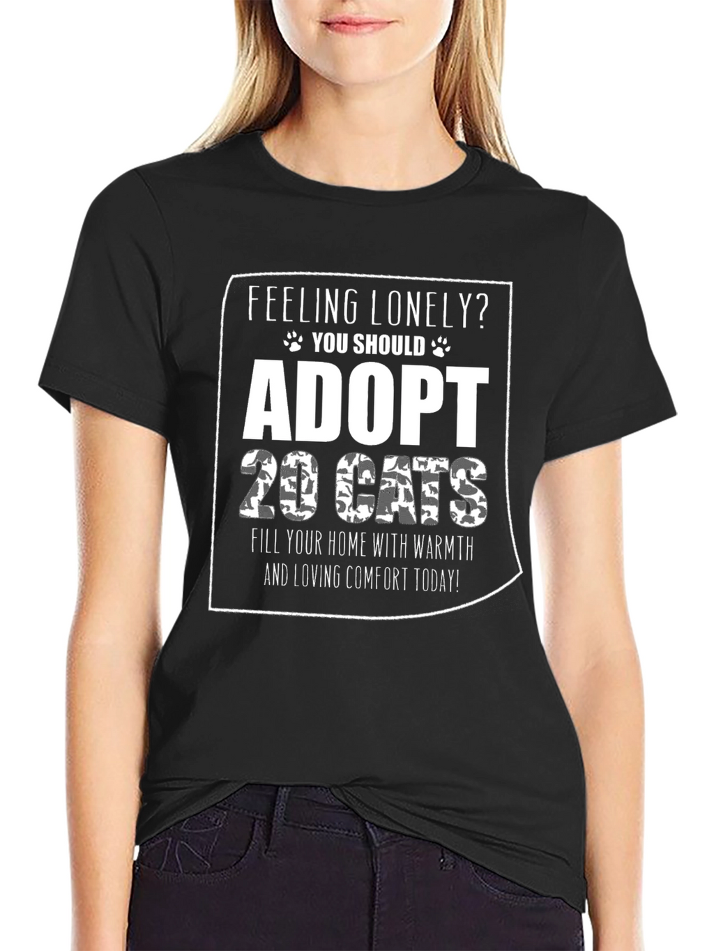 Adopt 19 Cats Funny Graphic Tee