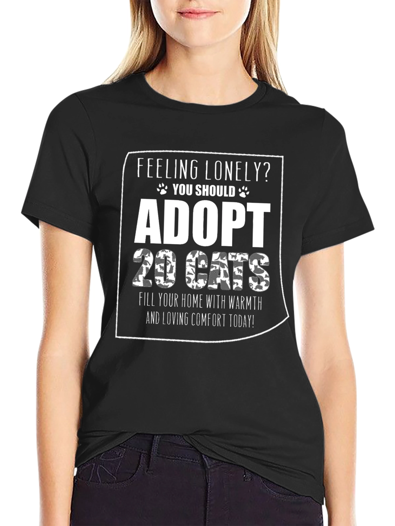 Adopt 19 Cats Funny Graphic Tee