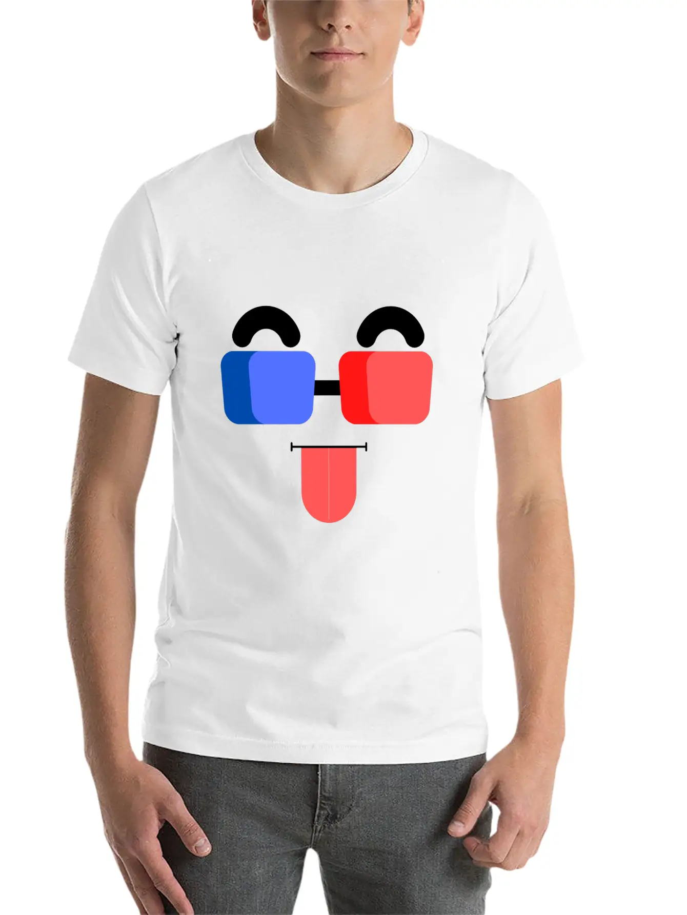 3D Glass Face Unisex Casual T-Shirt – Clean Design For Daily Comfort