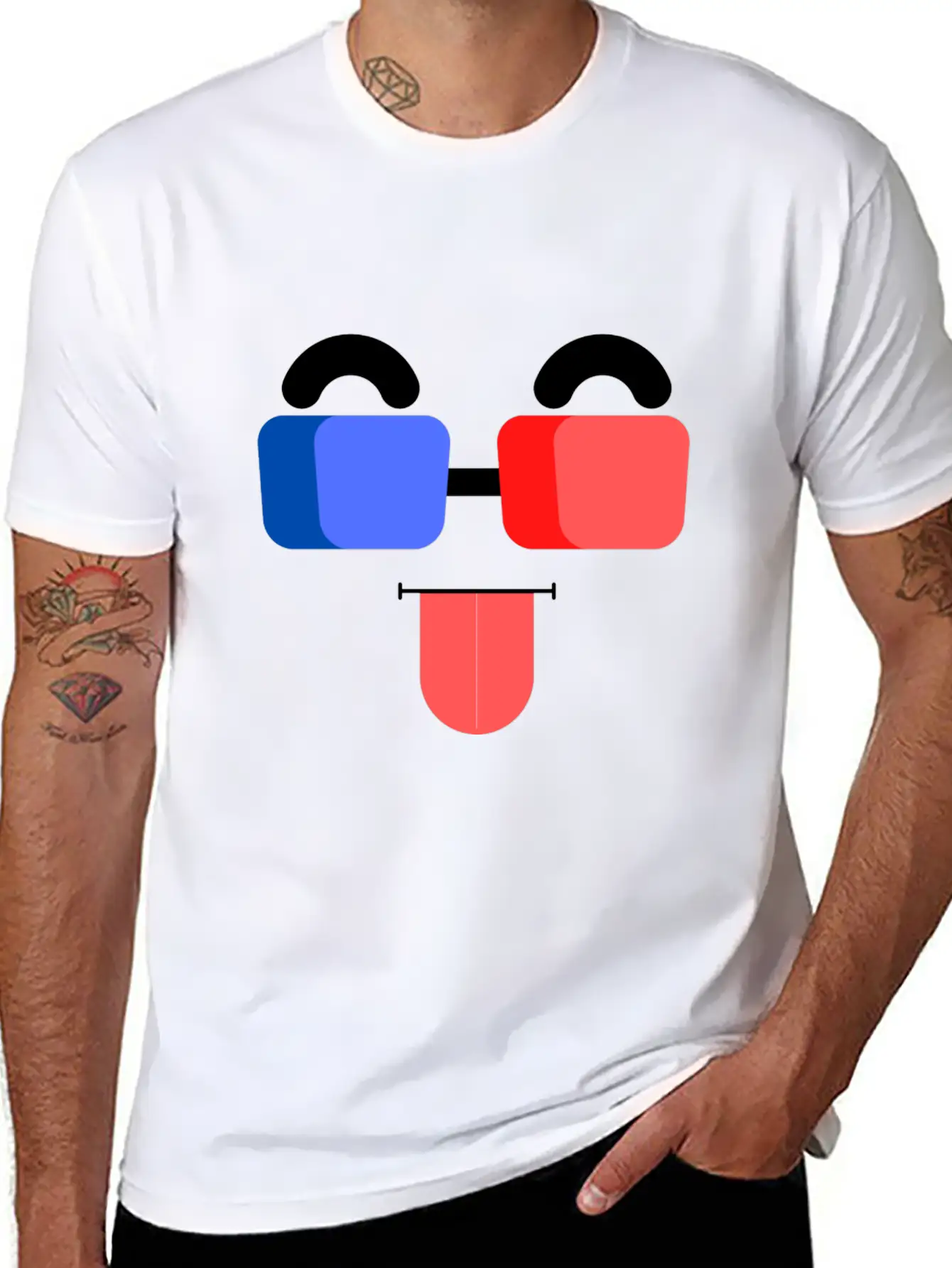 3D Glass Face Unisex Casual T-Shirt – Clean Design For Daily Comfort