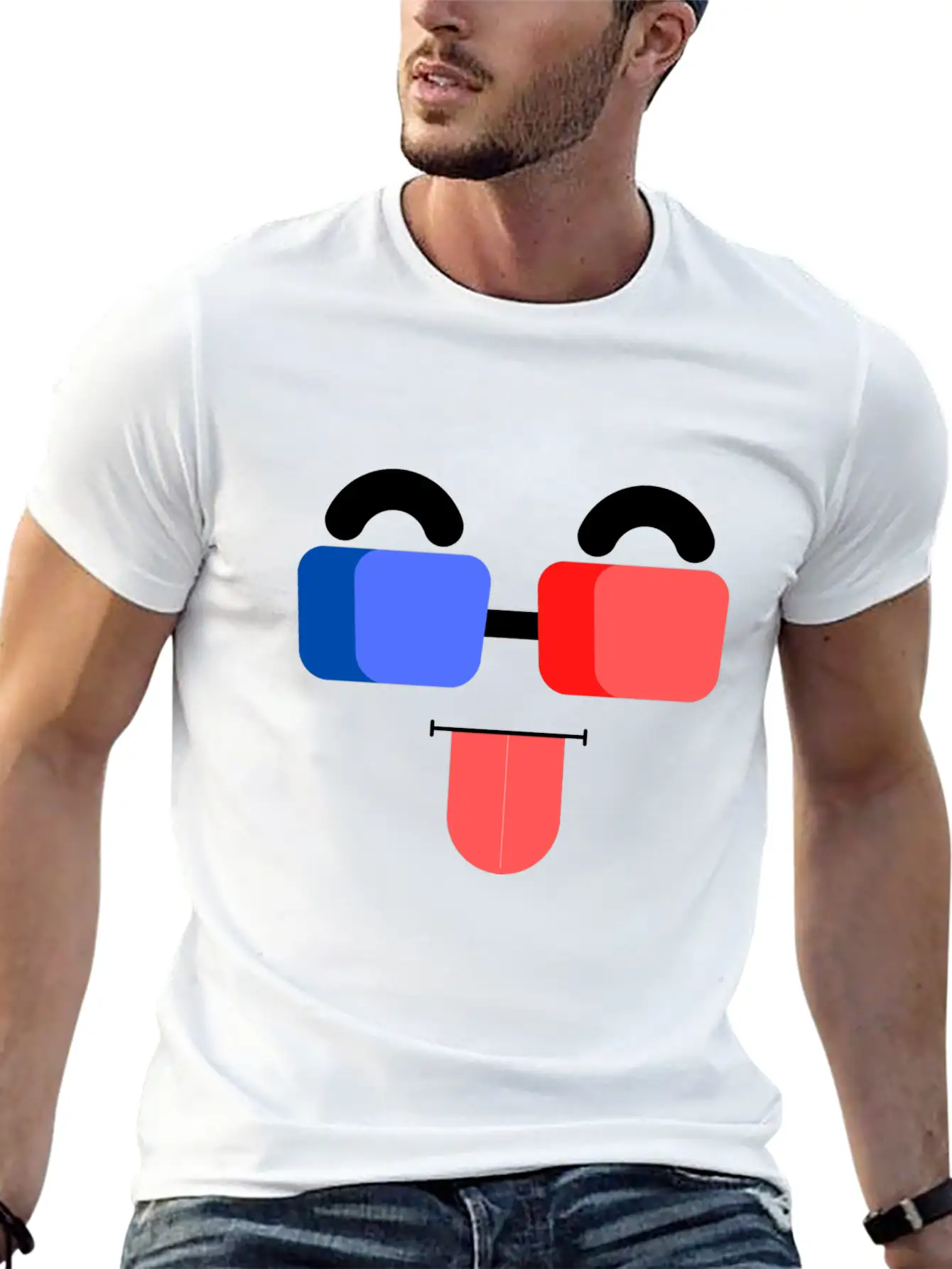 3D Glass Face Unisex Casual T-Shirt – Clean Design For Daily Comfort