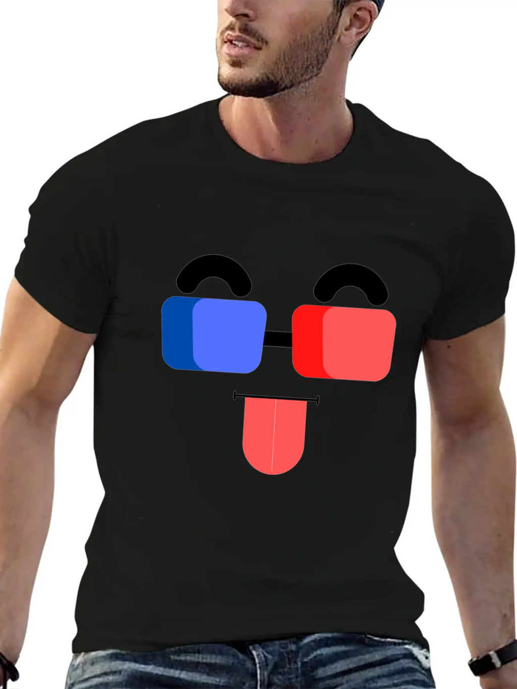 3D Glass Face Unisex Casual T-Shirt – Clean Design For Daily Comfort