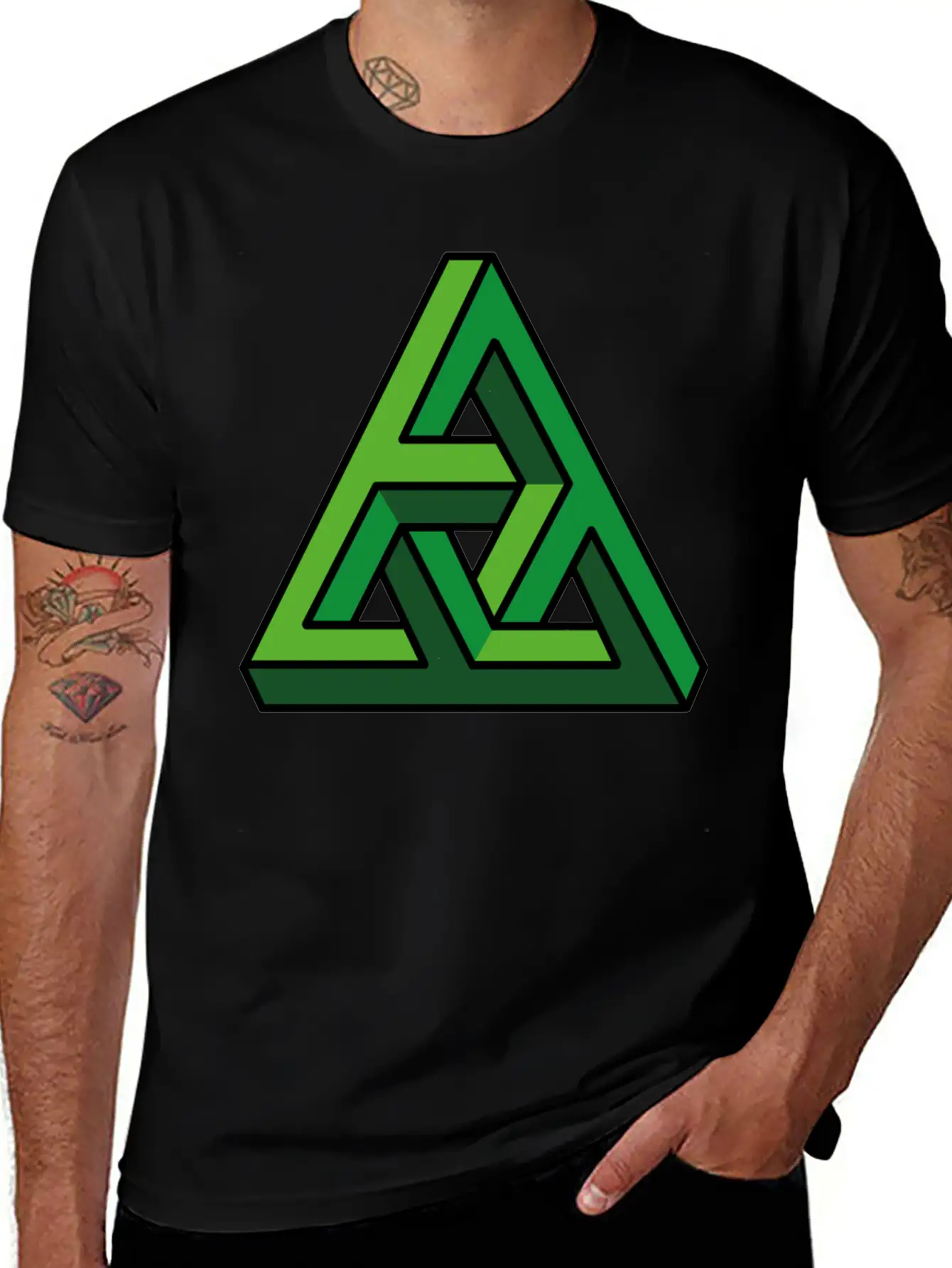 3D Illusion Green Breathable Graphic T-Shirt – Perfect For Casual Days