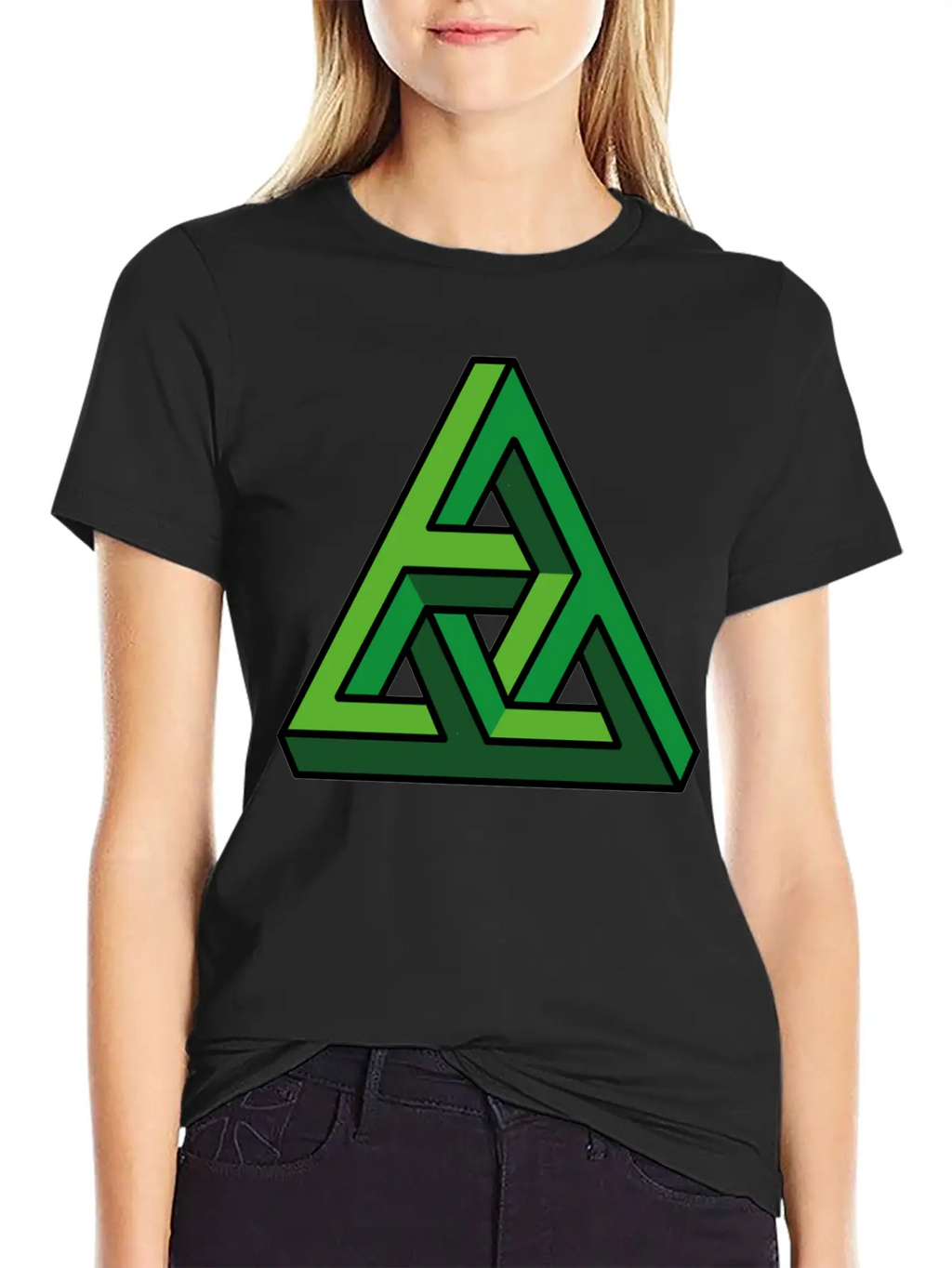 3D Illusion Green Breathable Graphic T-Shirt – Perfect For Casual Days