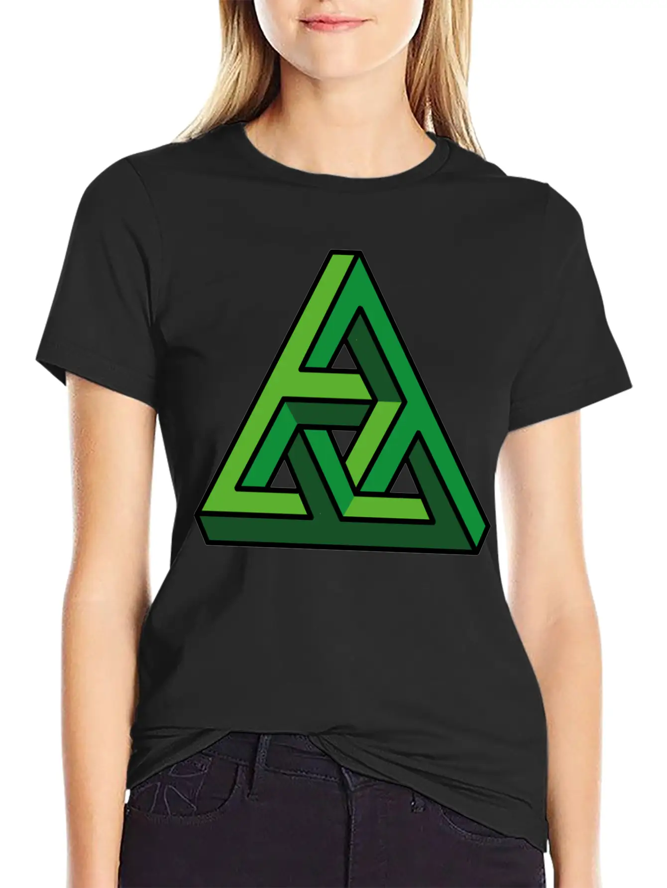3D Illusion Green Breathable Graphic T-Shirt – Perfect For Casual Days