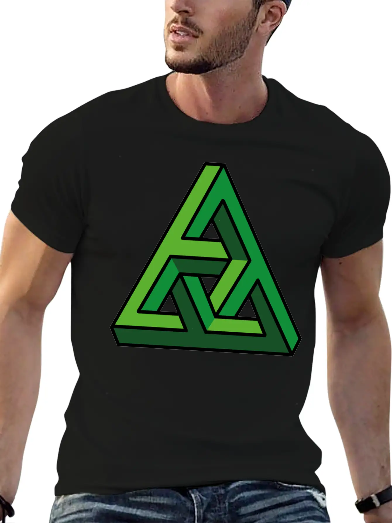 3D Illusion Green Breathable Graphic T-Shirt – Perfect For Casual Days