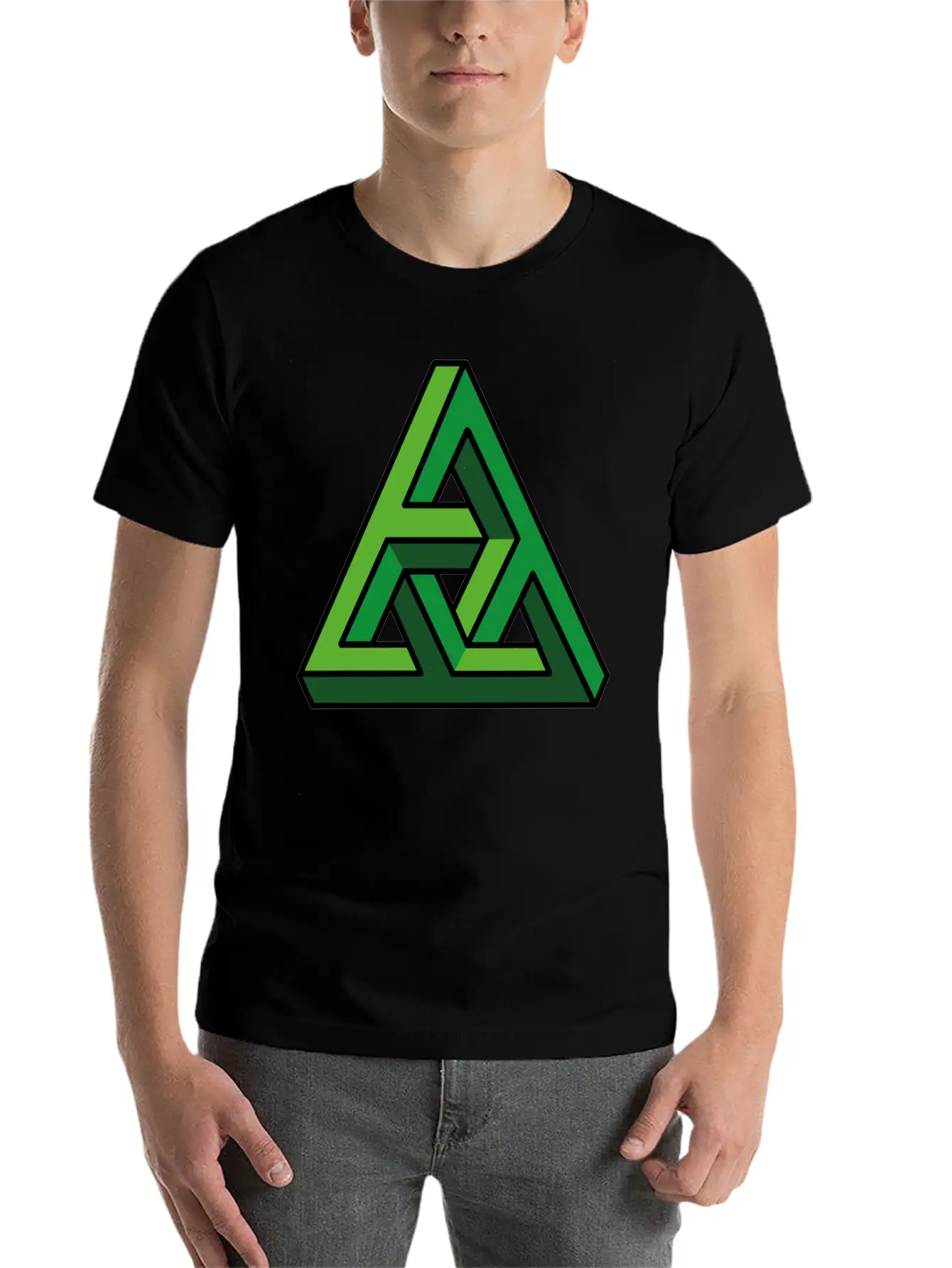 3D Illusion Green Breathable Graphic T-Shirt – Perfect For Casual Days