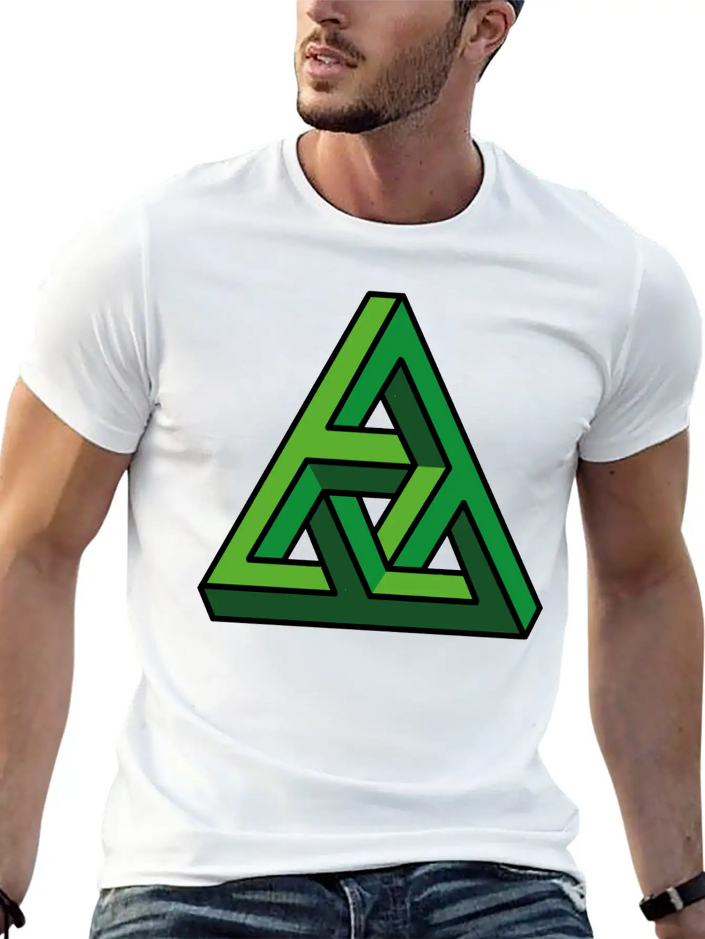 3D Illusion Green Breathable Graphic T-Shirt – Perfect For Casual Days
