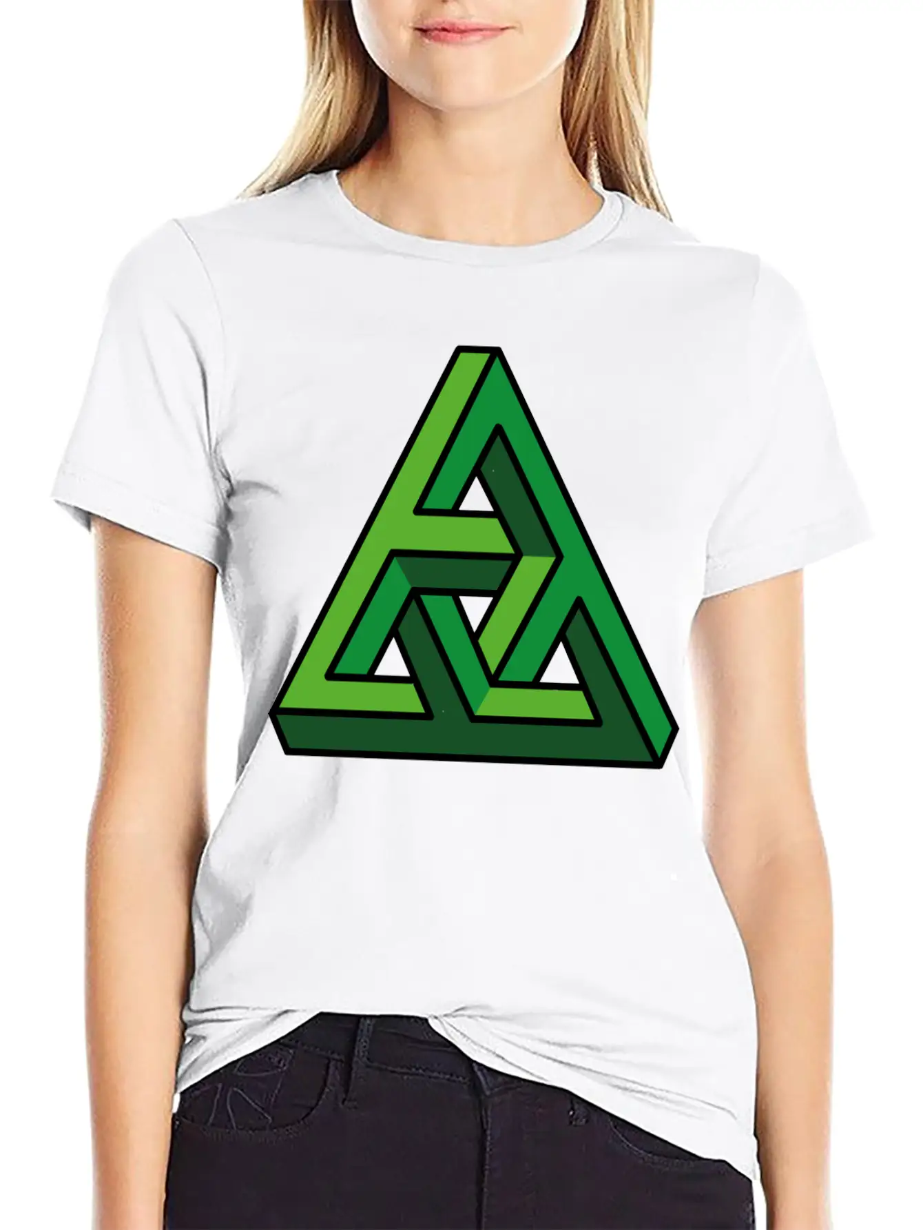 3D Illusion Green Breathable Graphic T-Shirt – Perfect For Casual Days