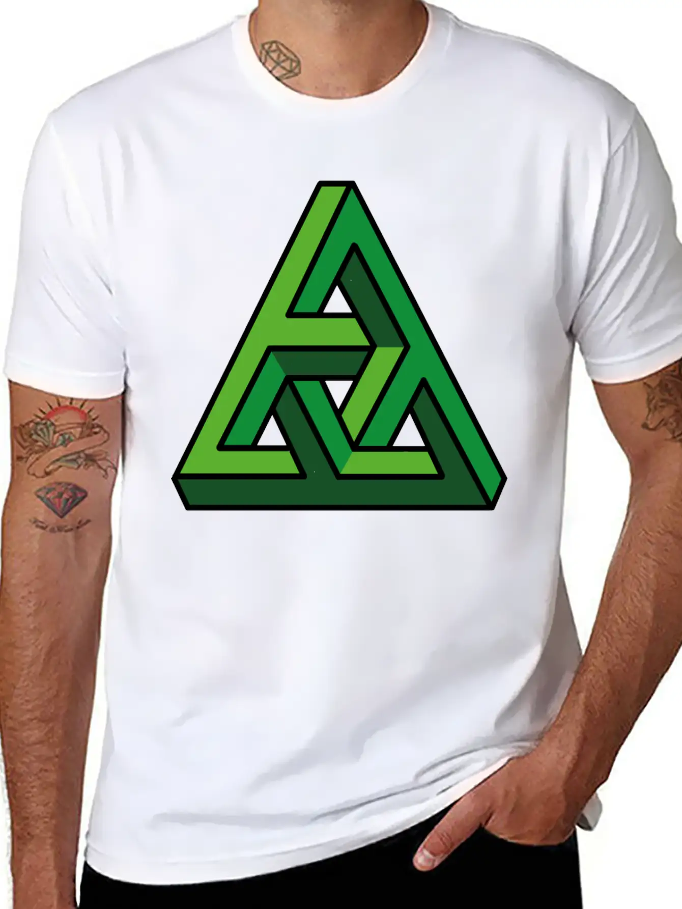 3D Illusion Green Breathable Graphic T-Shirt – Perfect For Casual Days