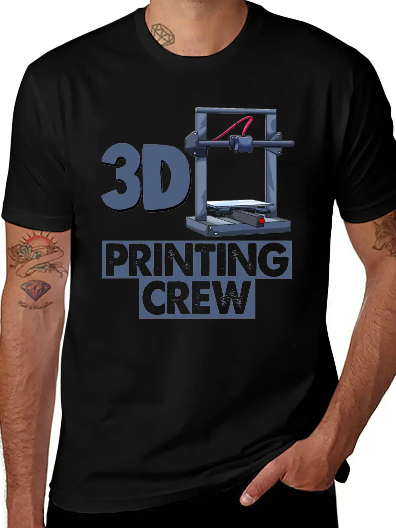 3D Printing Crew Unisex Short Sleeve Soft Cotton T-Shirt – Casual Everyday Wear