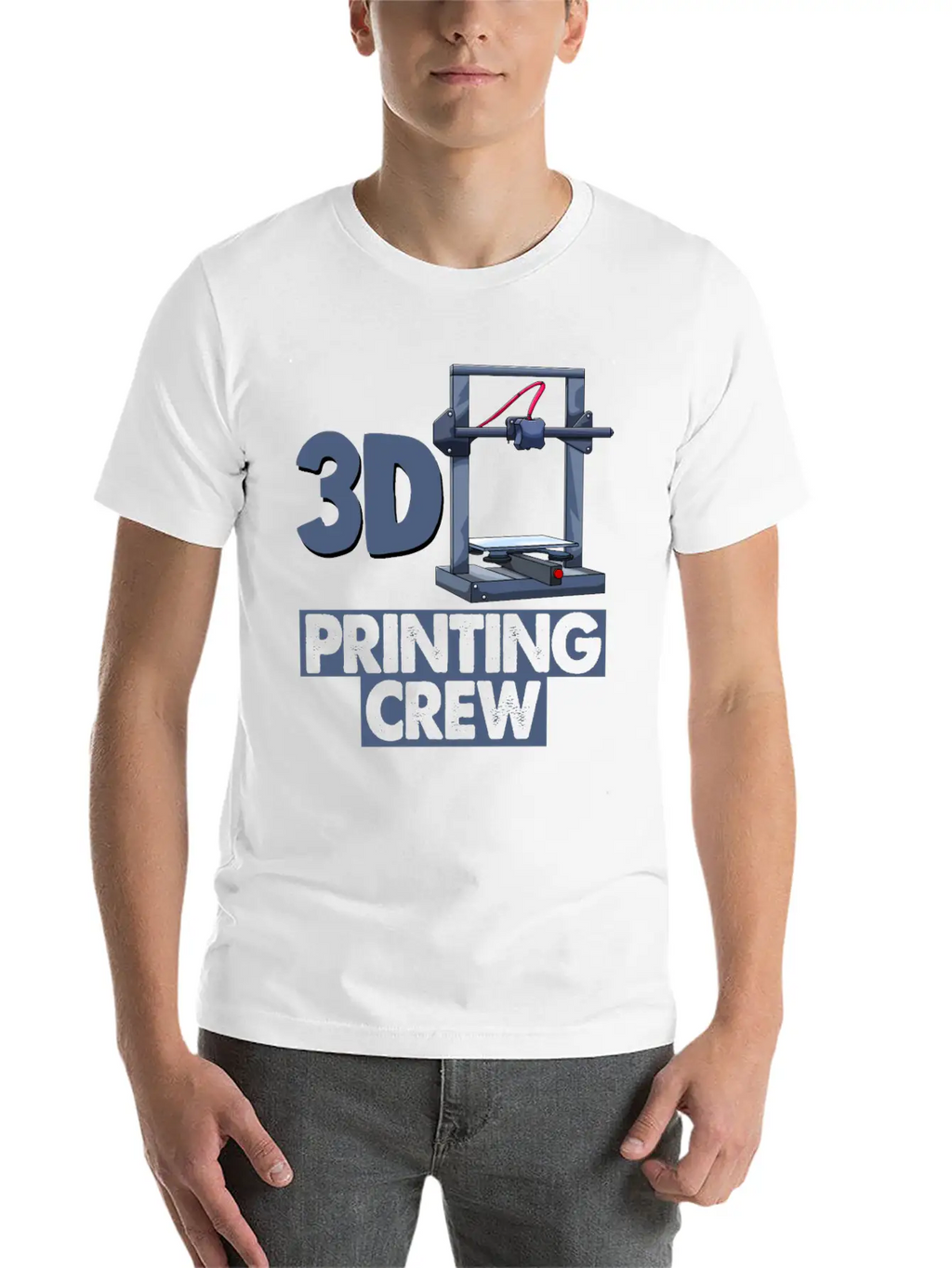 3D Printing Crew Unisex Short Sleeve Soft Cotton T-Shirt – Casual Everyday Wear