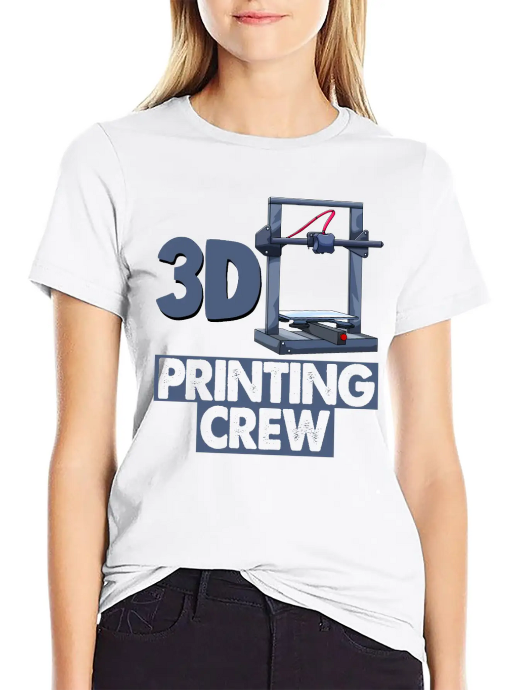 3D Printing Crew Unisex Short Sleeve Soft Cotton T-Shirt – Casual Everyday Wear