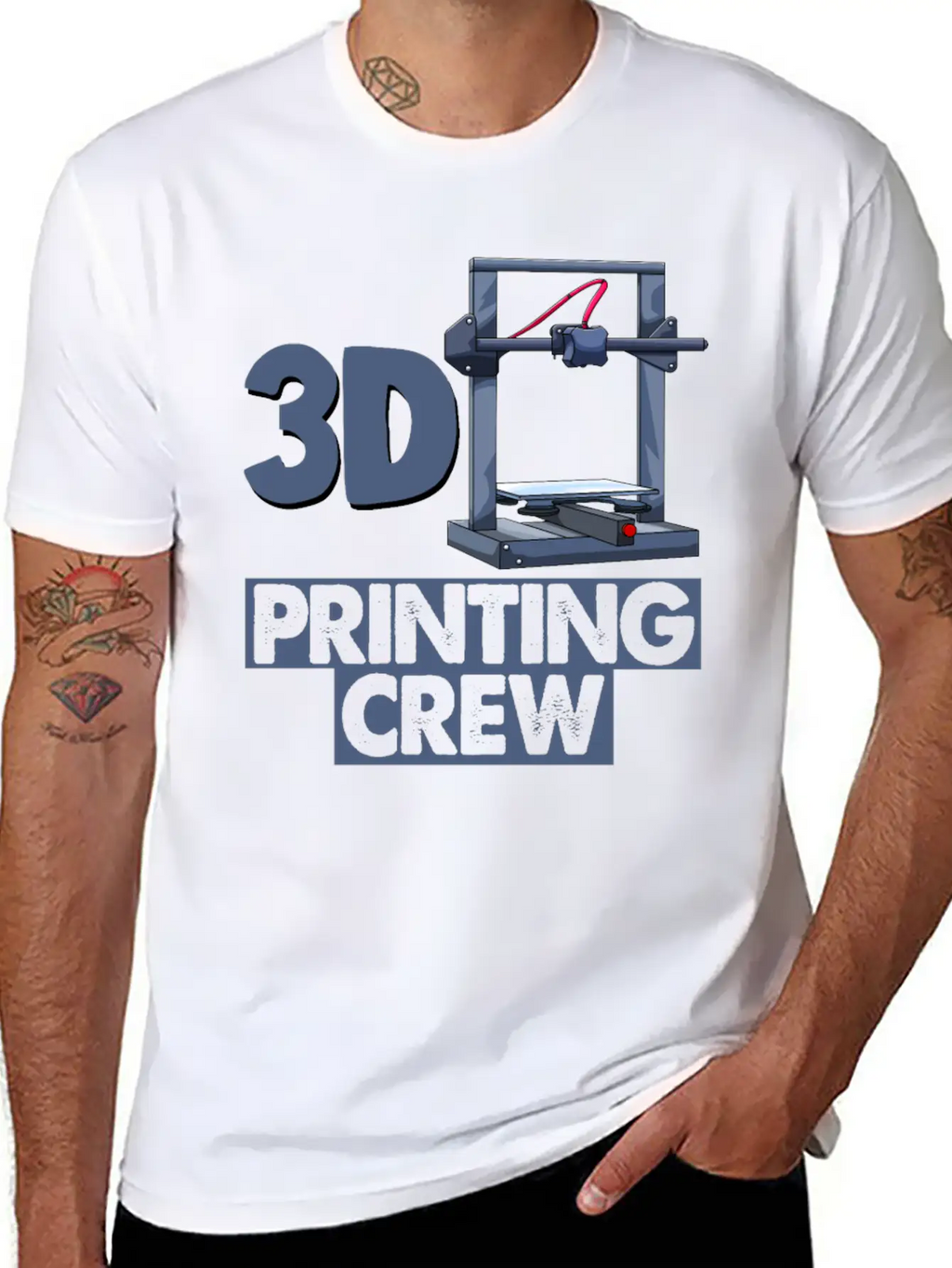 3D Printing Crew Unisex Short Sleeve Soft Cotton T-Shirt – Casual Everyday Wear