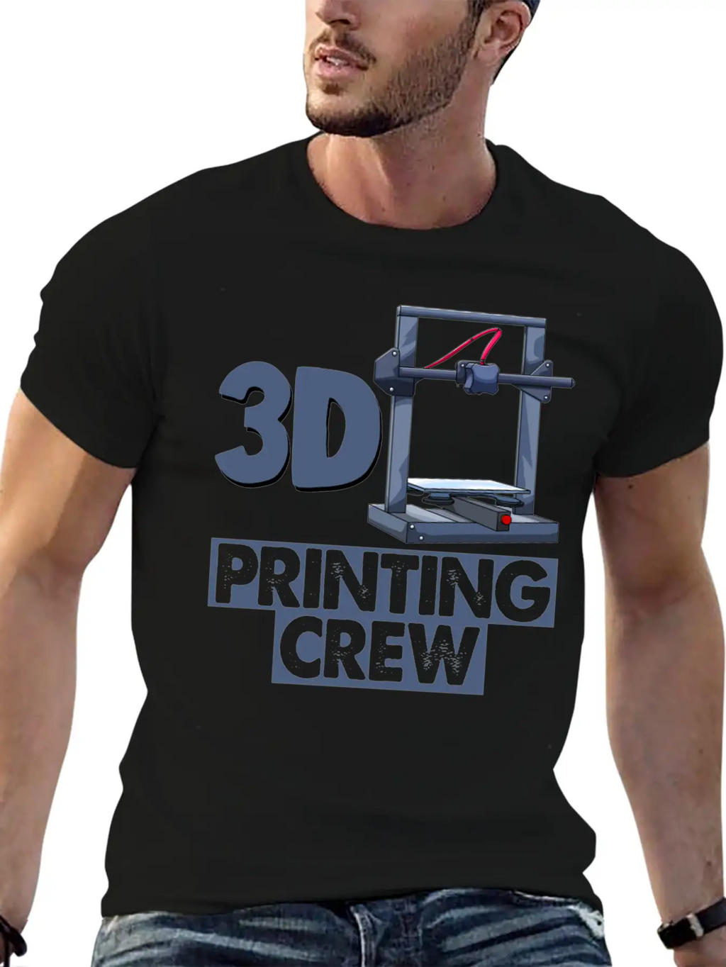 3D Printing Crew Unisex Short Sleeve Soft Cotton T-Shirt – Casual Everyday Wear