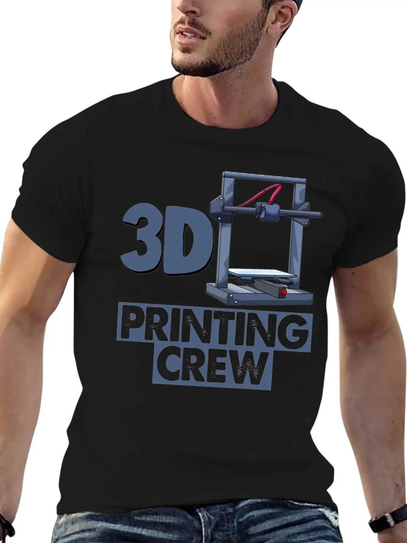 3D Printing Crew Unisex Short Sleeve Soft Cotton T-Shirt – Casual Everyday Wear