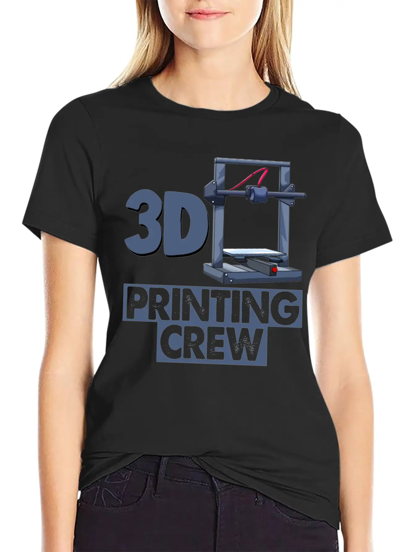 3D Printing Crew Unisex Short Sleeve Soft Cotton T-Shirt – Casual Everyday Wear