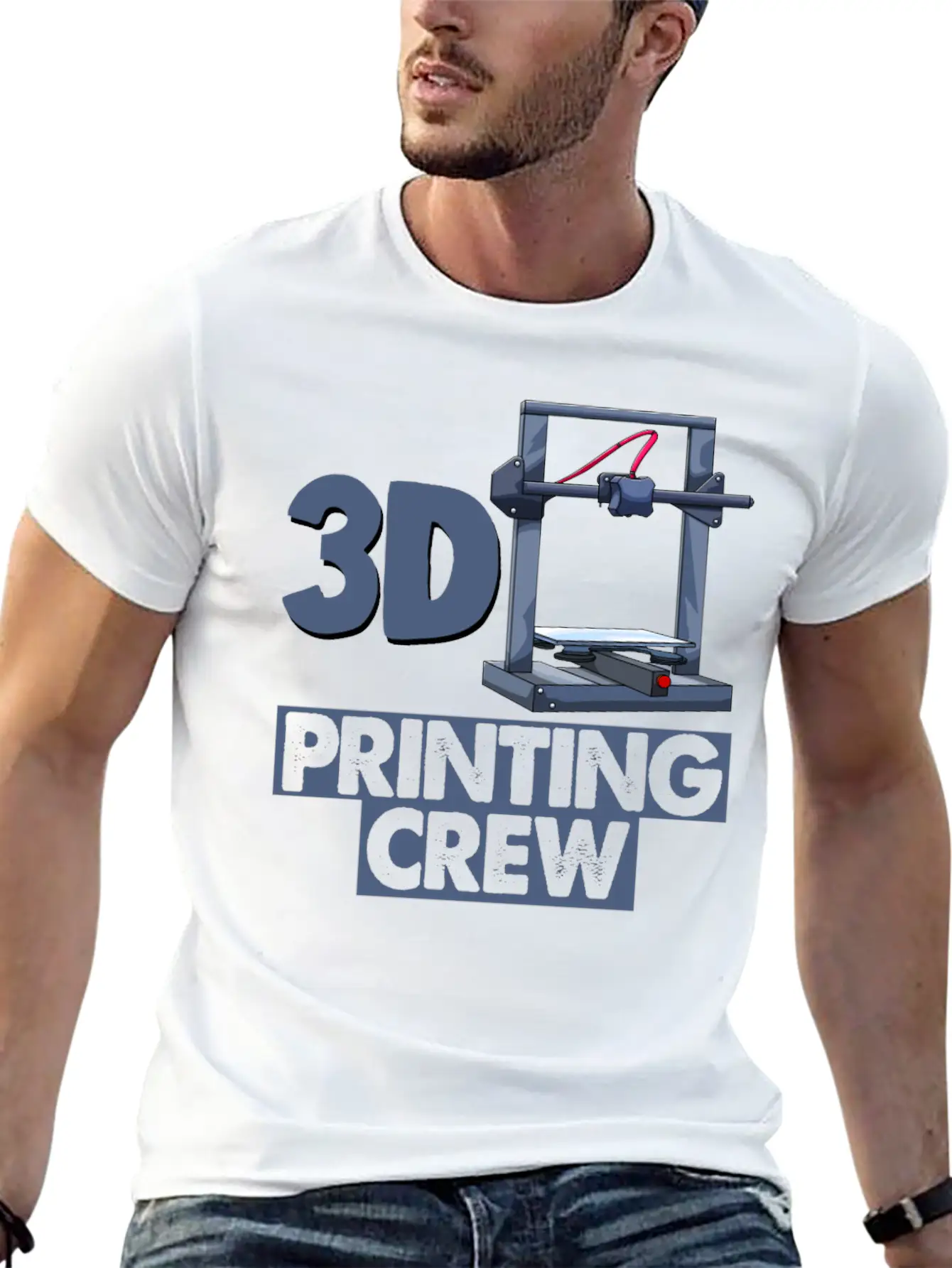 3D Printing Crew Unisex Short Sleeve Soft Cotton T-Shirt – Casual Everyday Wear