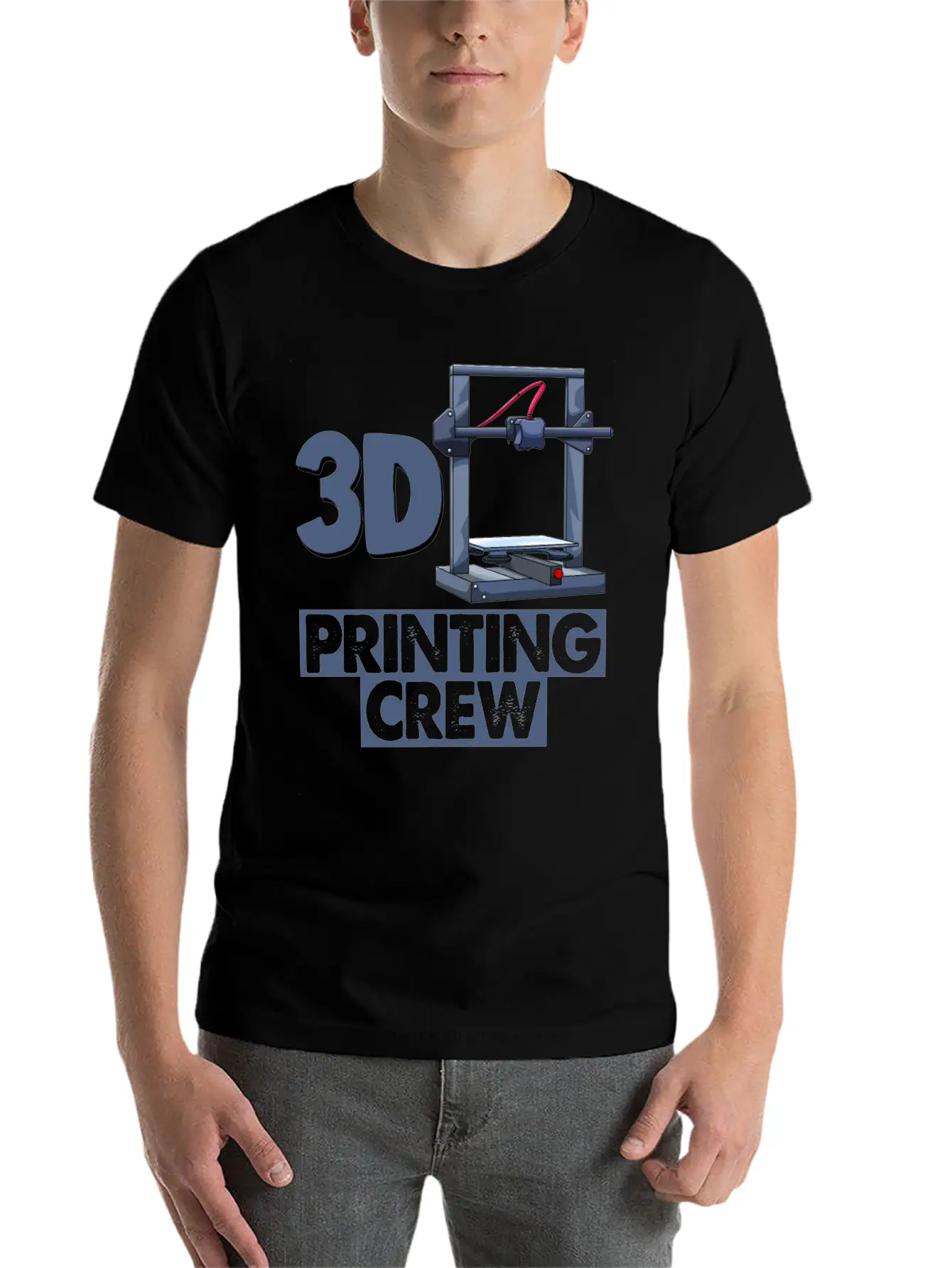 3D Printing Crew Unisex Short Sleeve Soft Cotton T-Shirt – Casual Everyday Wear