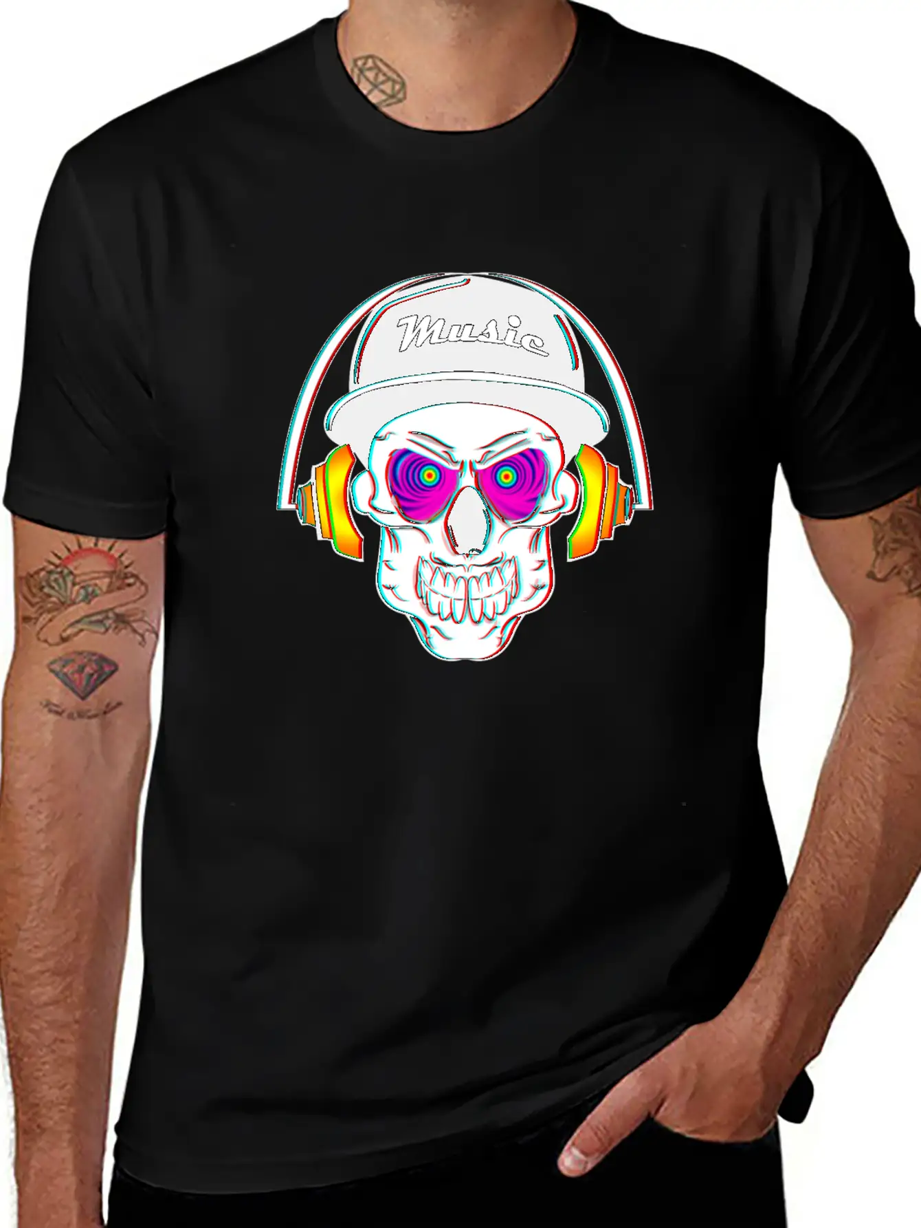 3D Skeleton Skull Bone Head Headphone Music Classic Cotton Tee – Unisex Comfort For Any Season