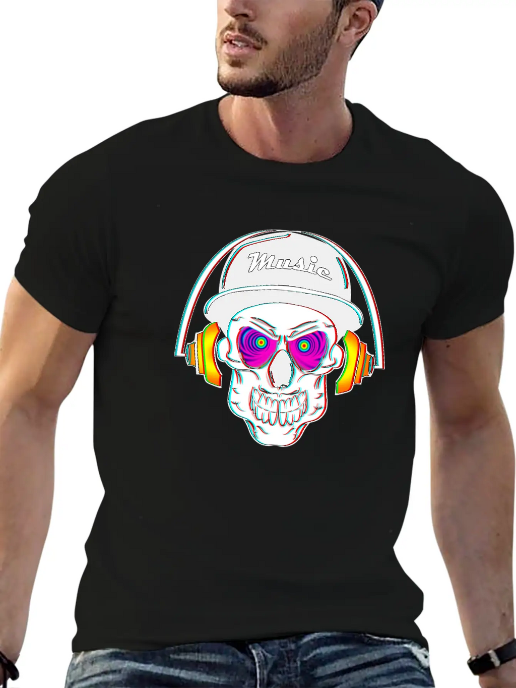 3D Skeleton Skull Bone Head Headphone Music Classic Cotton Tee – Unisex Comfort For Any Season