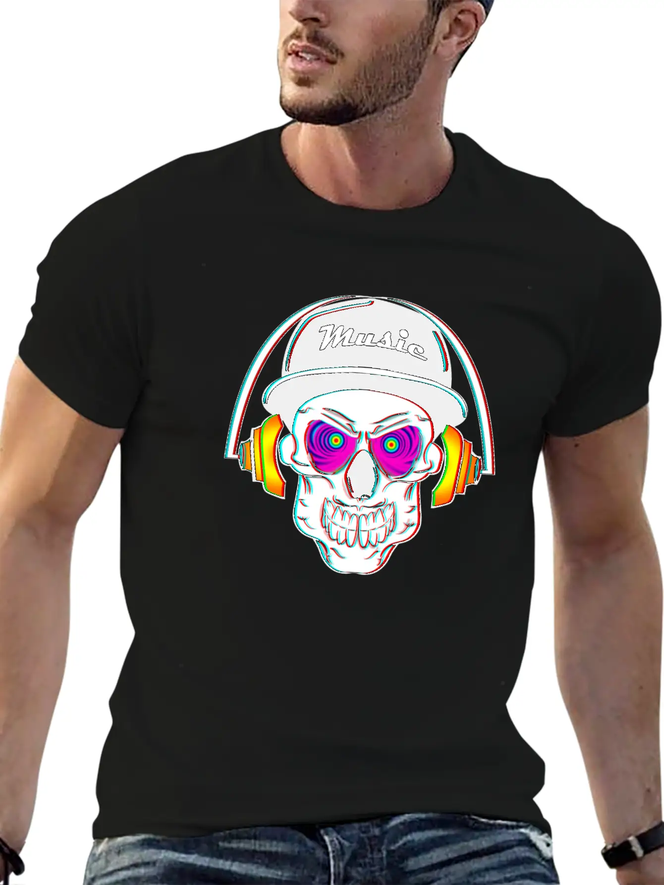 3D Skeleton Skull Bone Head Headphone Music Classic Cotton Tee – Unisex Comfort For Any Season