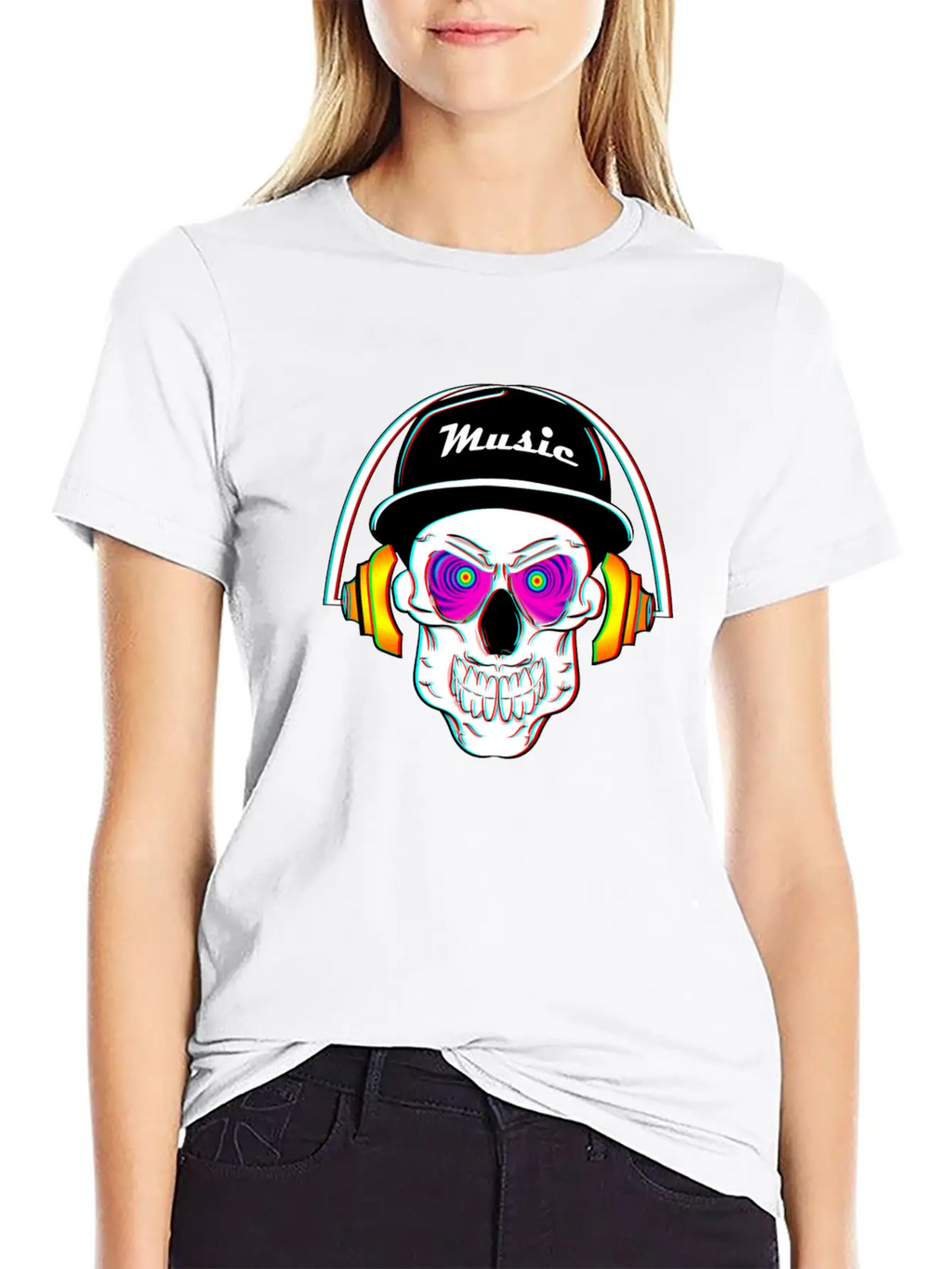 3D Skeleton Skull Bone Head Headphone Music Classic Cotton Tee – Unisex Comfort For Any Season