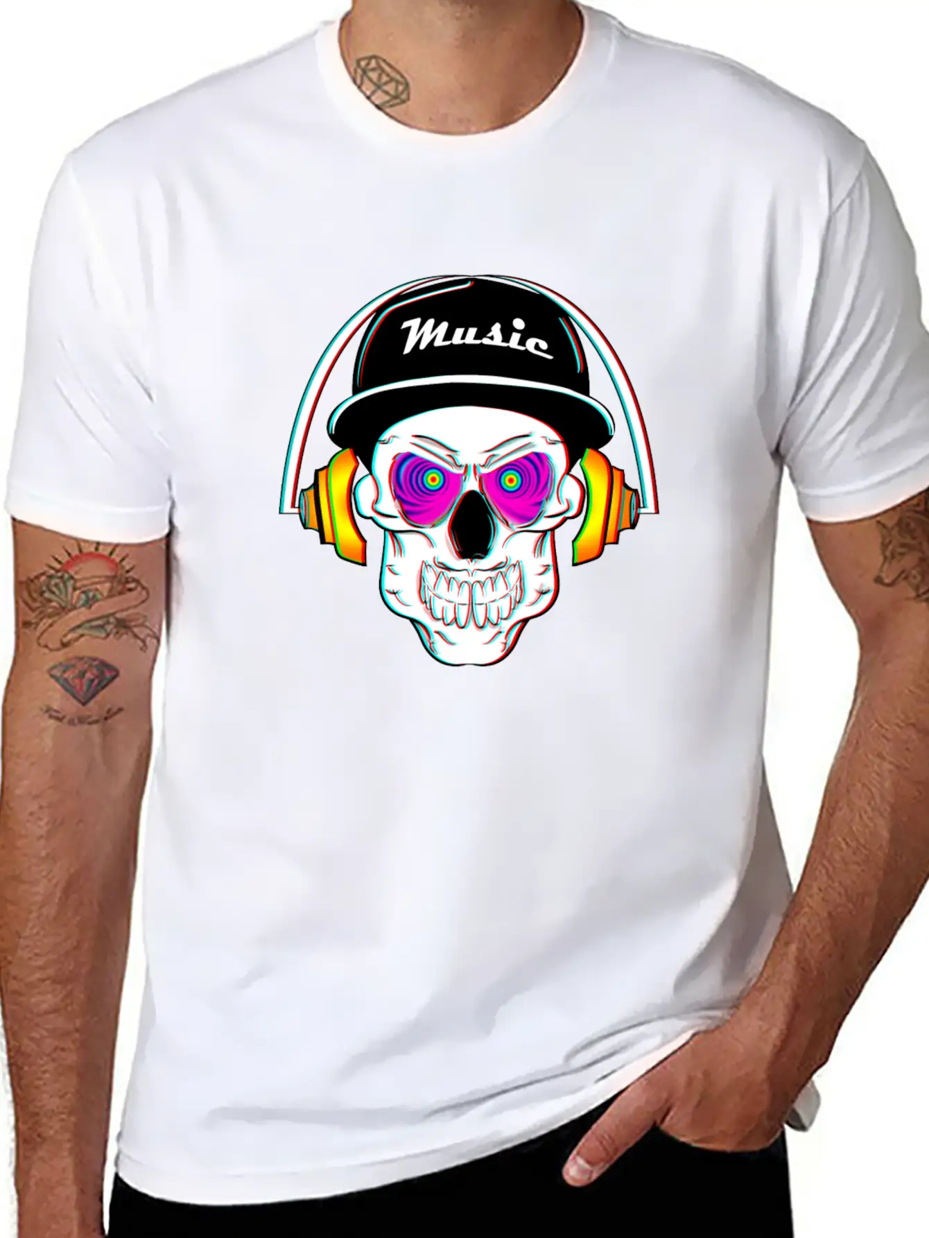 3D Skeleton Skull Bone Head Headphone Music Classic Cotton Tee – Unisex Comfort For Any Season