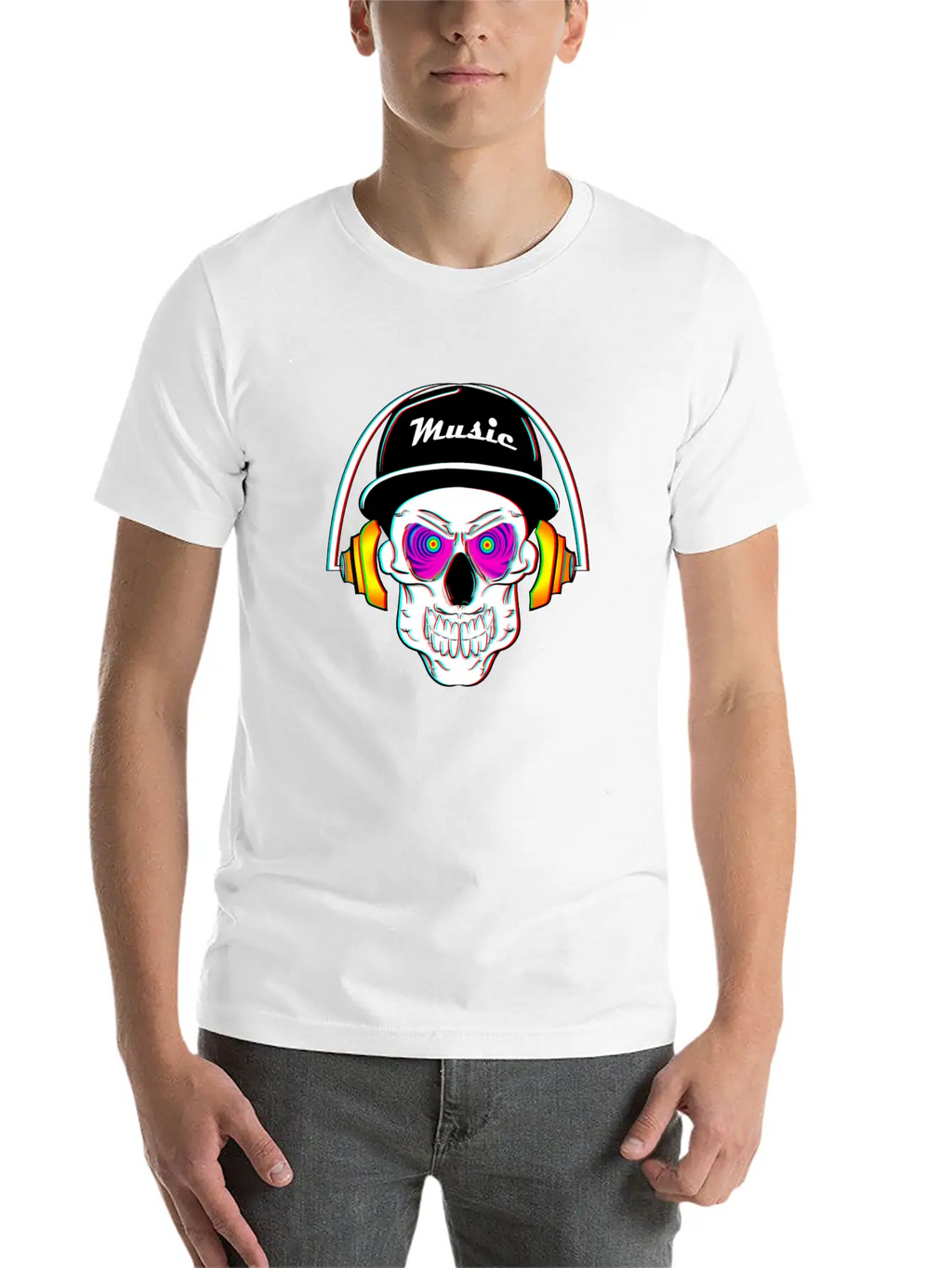 3D Skeleton Skull Bone Head Headphone Music Classic Cotton Tee – Unisex Comfort For Any Season