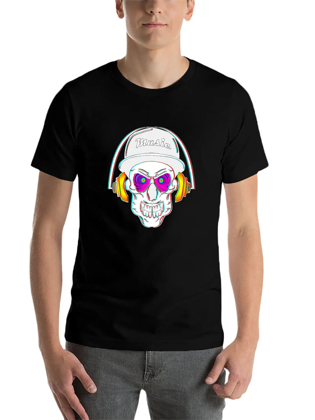 3D Skeleton Skull Bone Head Headphone Music Classic Cotton Tee – Unisex Comfort For Any Season