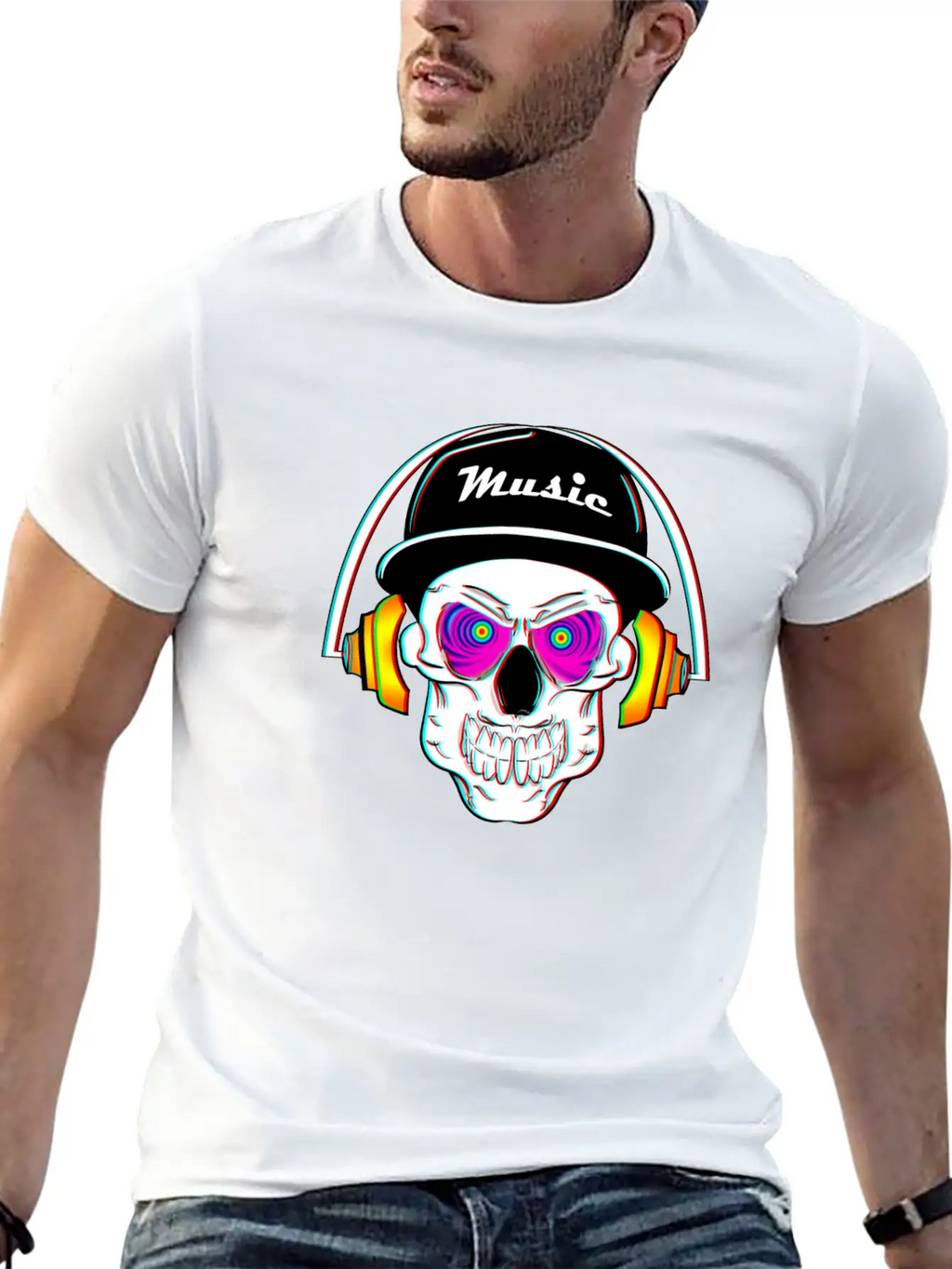3D Skeleton Skull Bone Head Headphone Music Classic Cotton Tee – Unisex Comfort For Any Season