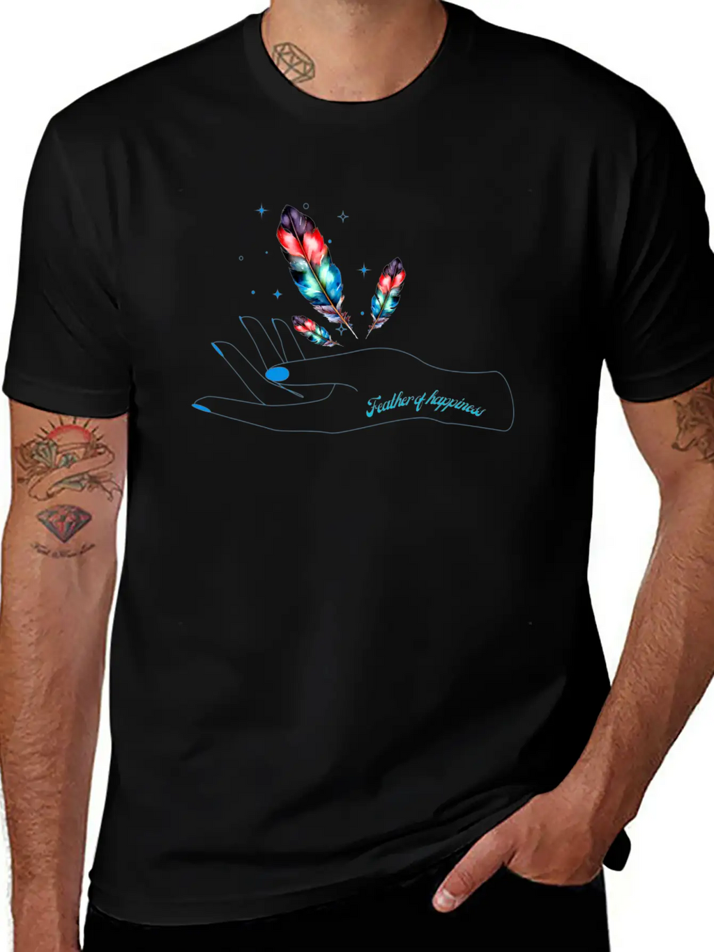 3Feather Of Happiness Unisex Cotton Tee – Relaxed Fit For Any Occasion