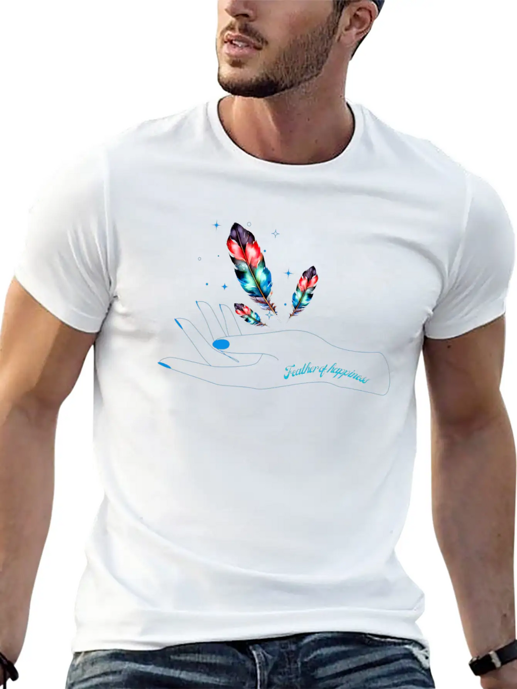 3Feather Of Happiness Unisex Cotton Tee – Relaxed Fit For Any Occasion