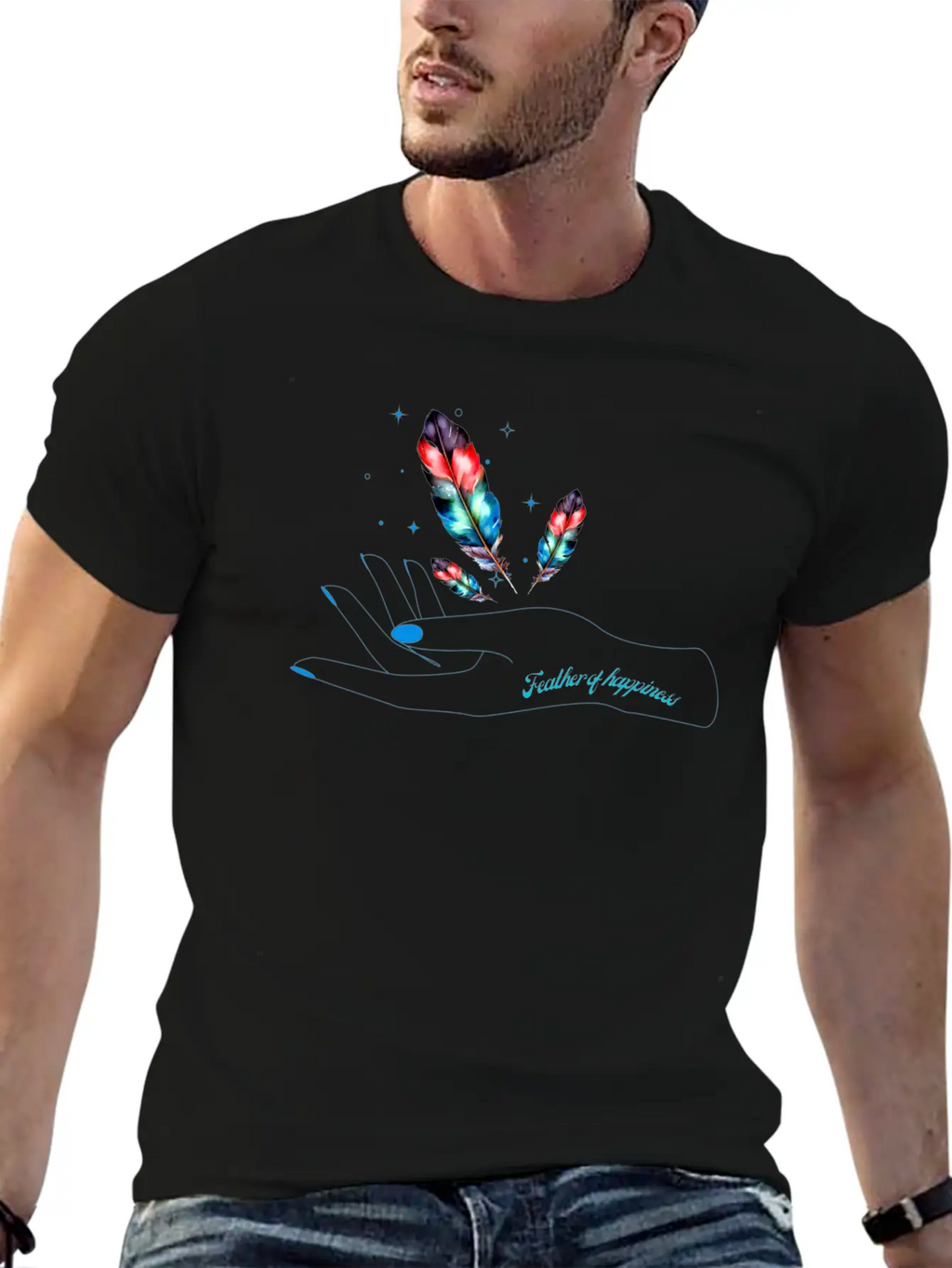 3Feather Of Happiness Unisex Cotton Tee – Relaxed Fit For Any Occasion