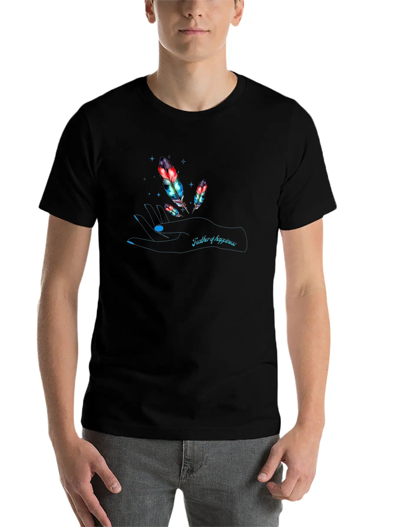 3Feather Of Happiness Unisex Cotton Tee – Relaxed Fit For Any Occasion