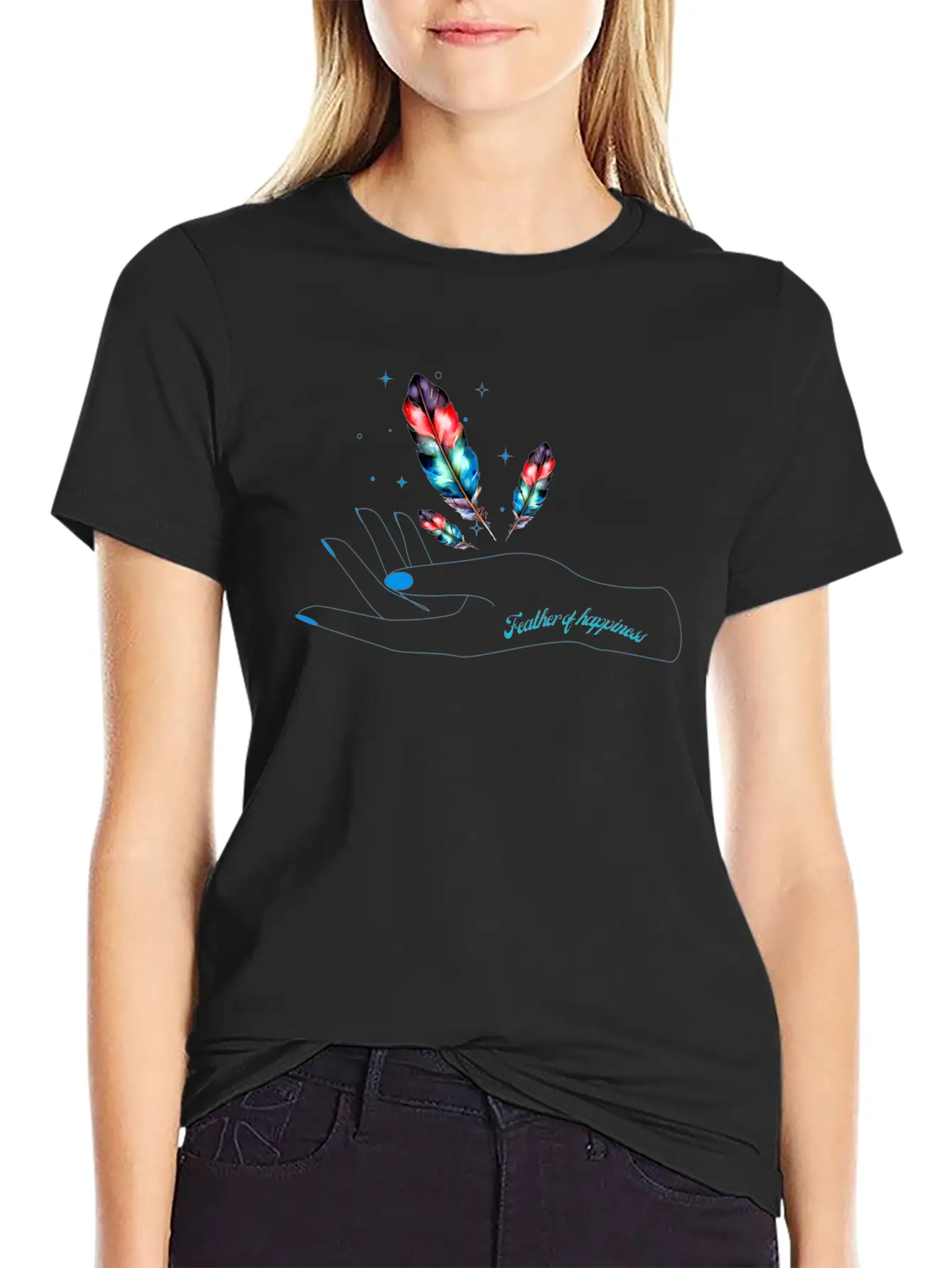 3Feather Of Happiness Unisex Cotton Tee – Relaxed Fit For Any Occasion